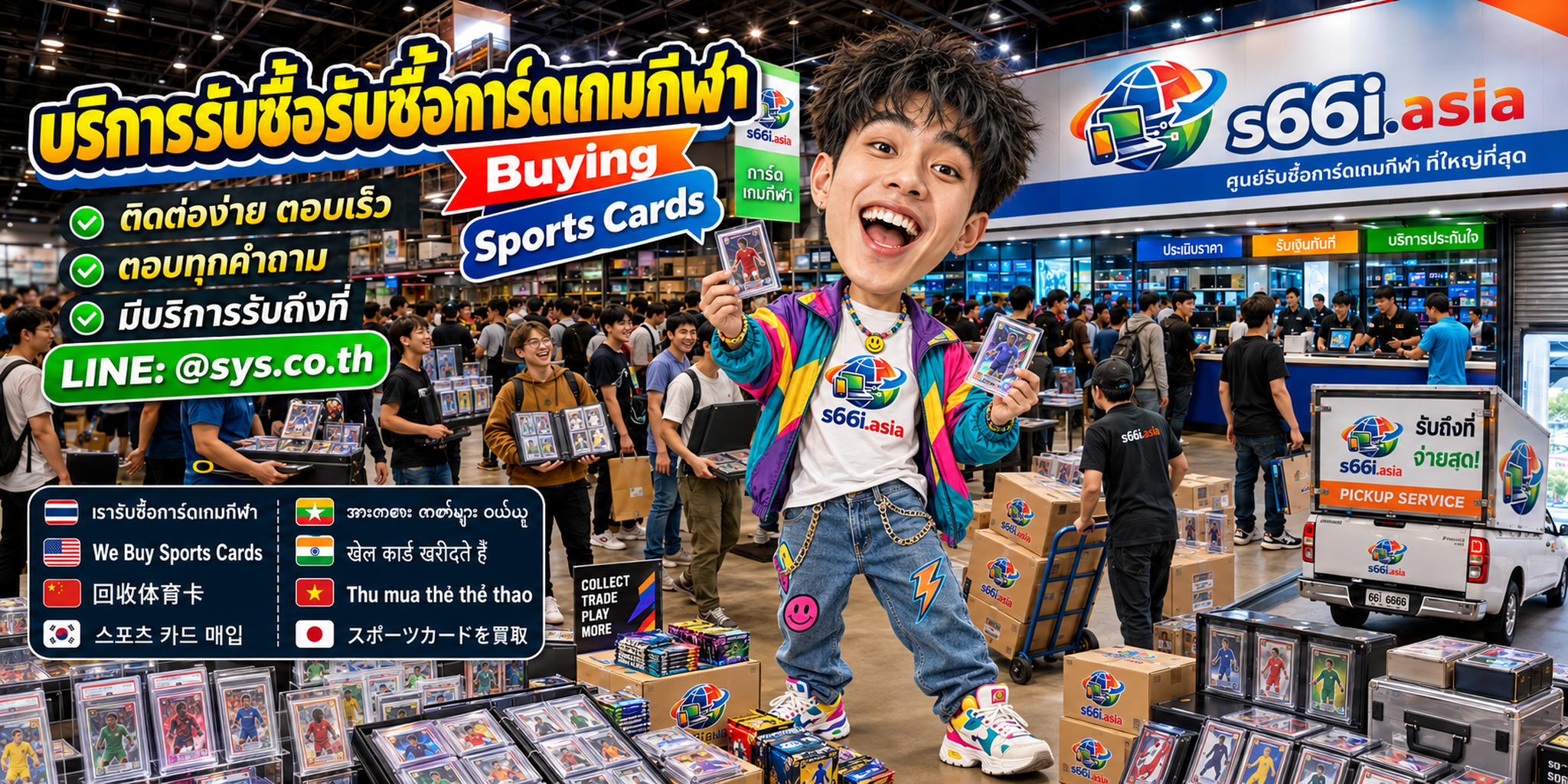 ช่องทาง LINE @sys.co.th สำหรับขายการ์ดเกมกีฬาให้ s66i.asia