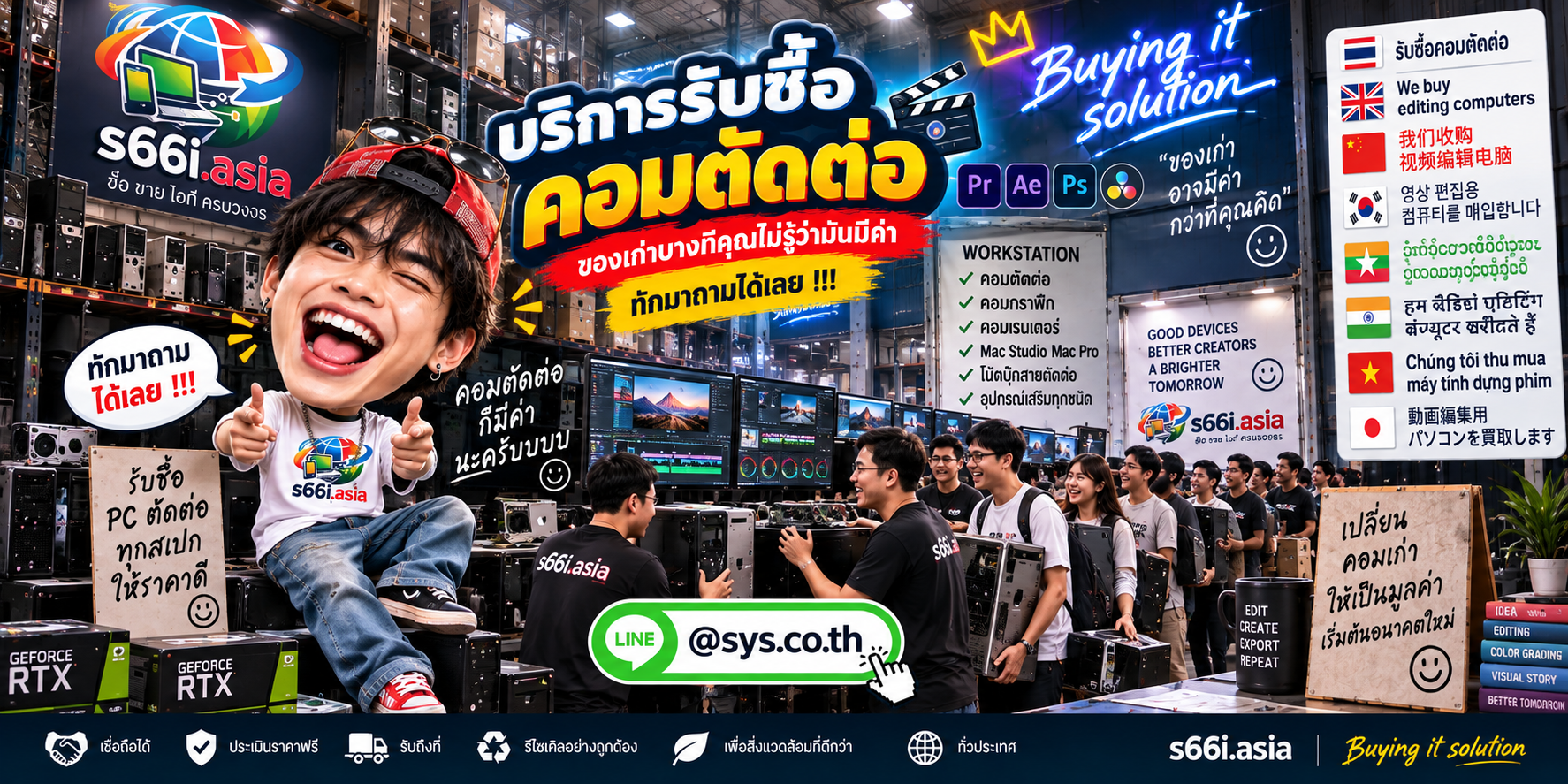 โกดังรับซื้อคอมตัดต่อ s66i.asia มี Workstation คอมสเปกสูงและลูกค้าใช้บริการจำนวนมาก