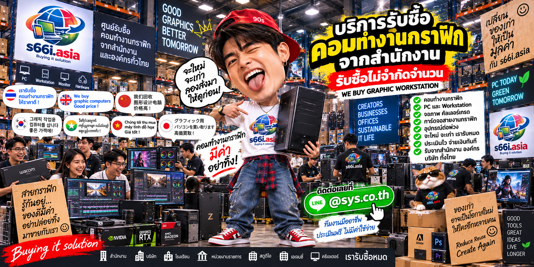 ทีมงาน s66i.asia รับซื้อคอมทำงานกราฟิก Workstation และอุปกรณ์ Creator ในโกดังไอที