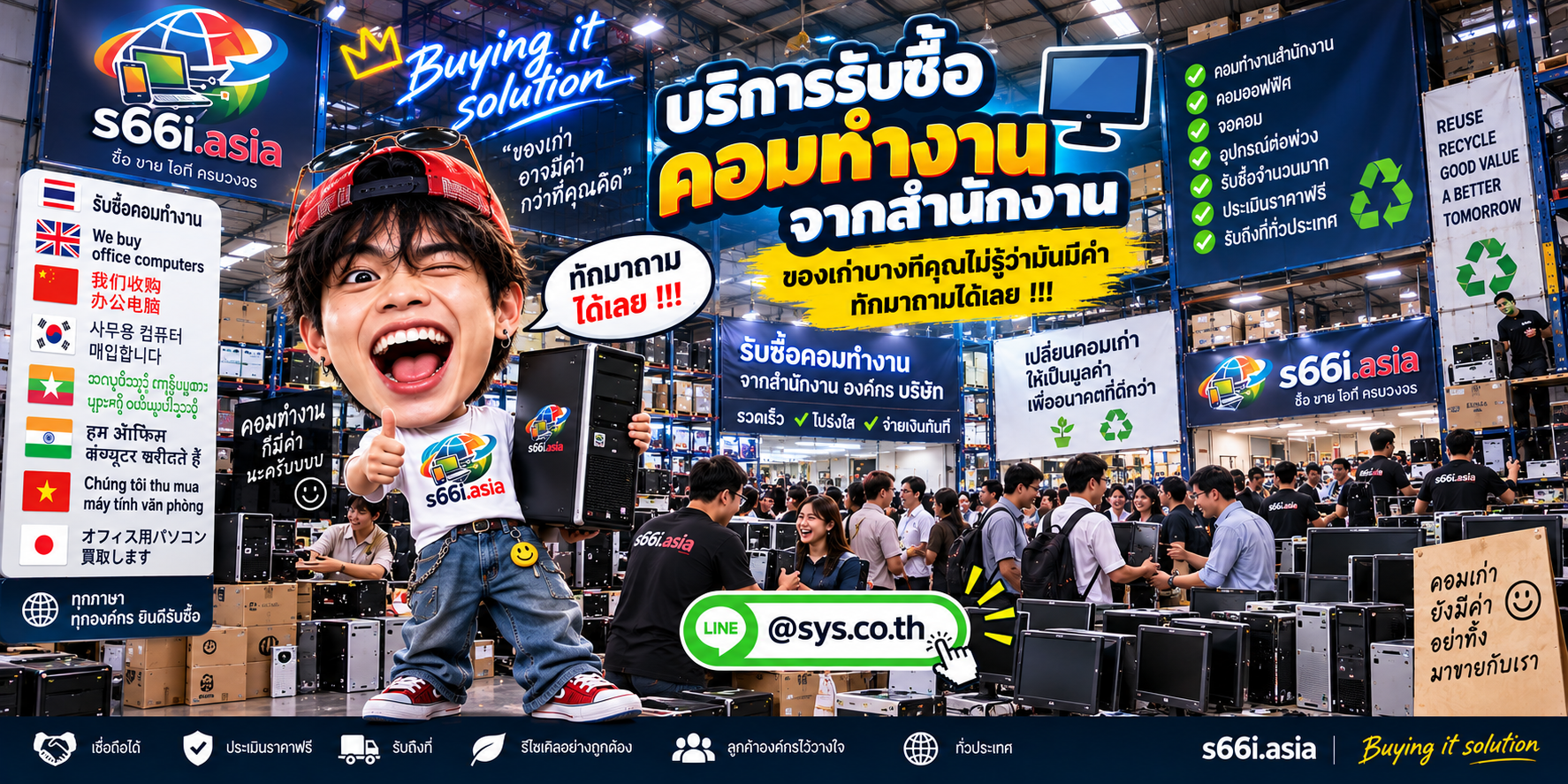 โกดังคอมพิวเตอร์ s66i.asia รับซื้อคอมทำงานและคอมสำนักงานทั่วประเทศไทย