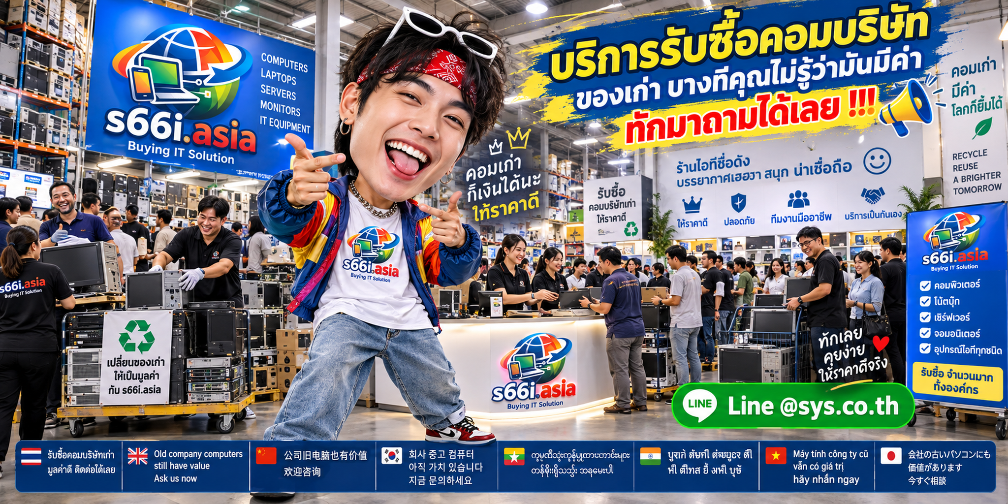 โกดังรับซื้อคอมบริษัท s66i.asia มีทีมงานและลูกค้าองค์กรนำคอมมาประเมิน