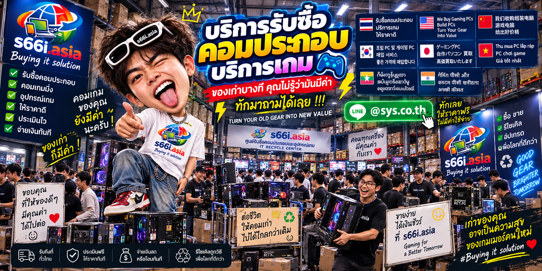 โกดังรับซื้อคอมประกอบบริการเกม s66i.asia มี Gaming PC และลูกค้ามาใช้บริการจำนวนมาก