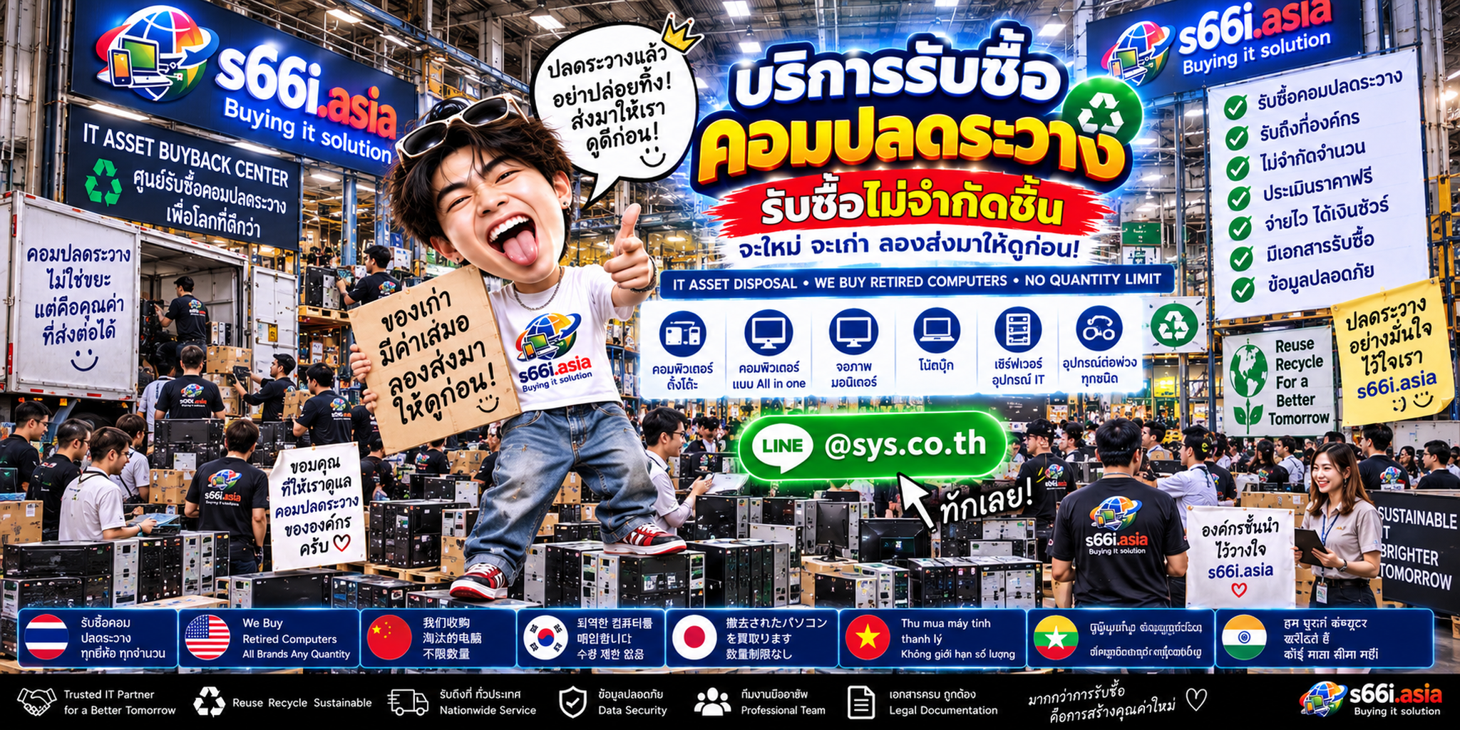 ทีมงาน s66i.asia รับซื้อคอมปลดระวางและคอมสำนักงานในโกดังไอที