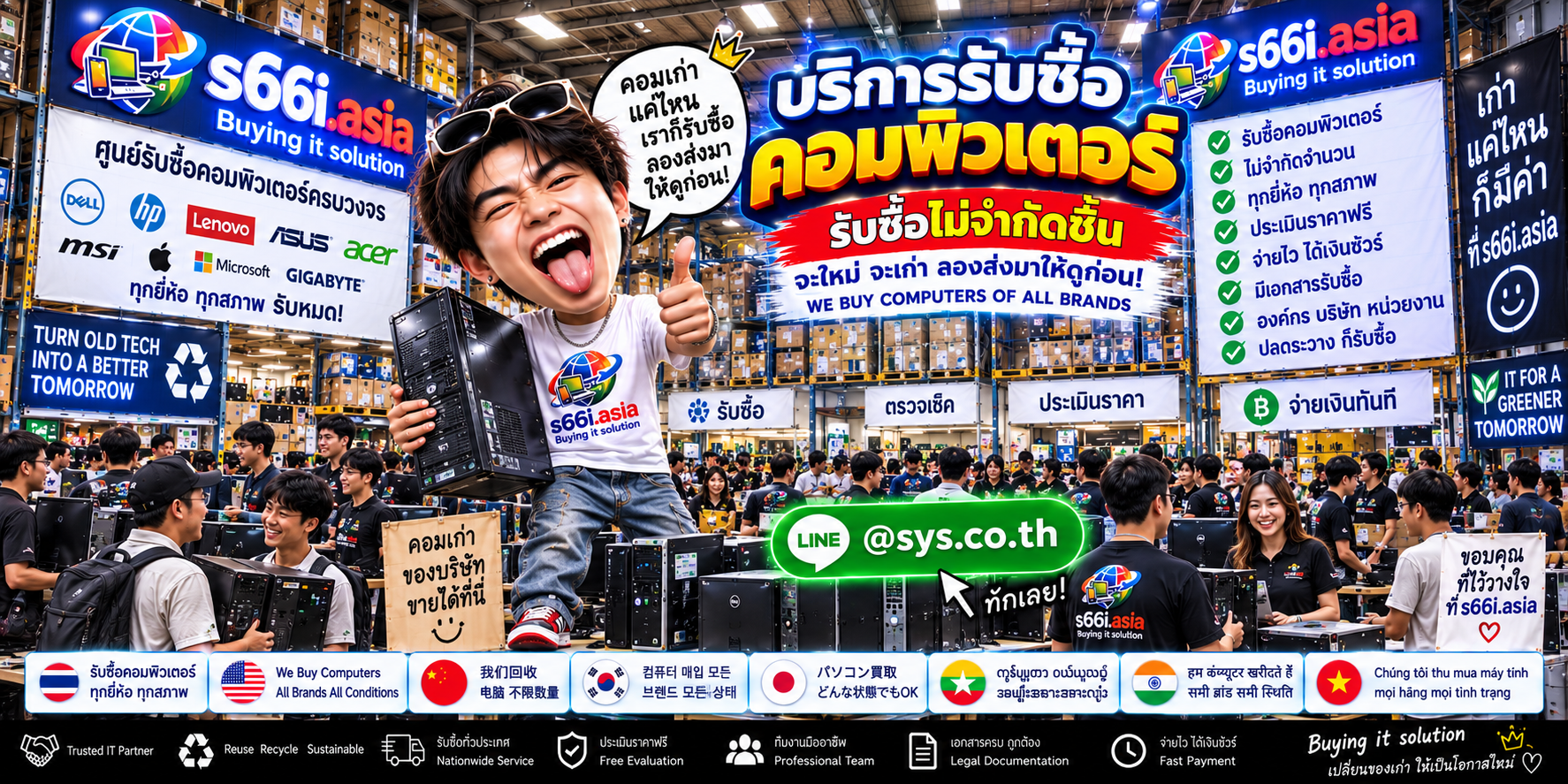 ทีมงาน s66i.asia รับซื้อคอมพิวเตอร์ในโกดังไอที