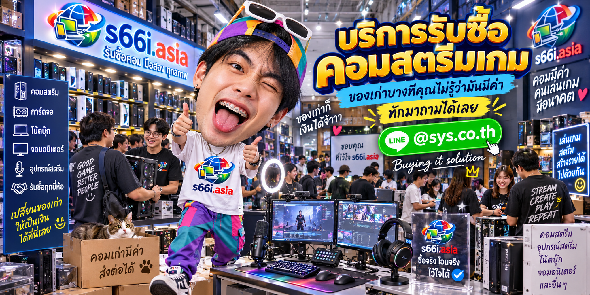 โกดังคอมสตรีมเกม s66i.asia มีลูกค้านำคอมและอุปกรณ์ Streaming มาประเมินจำนวนมาก