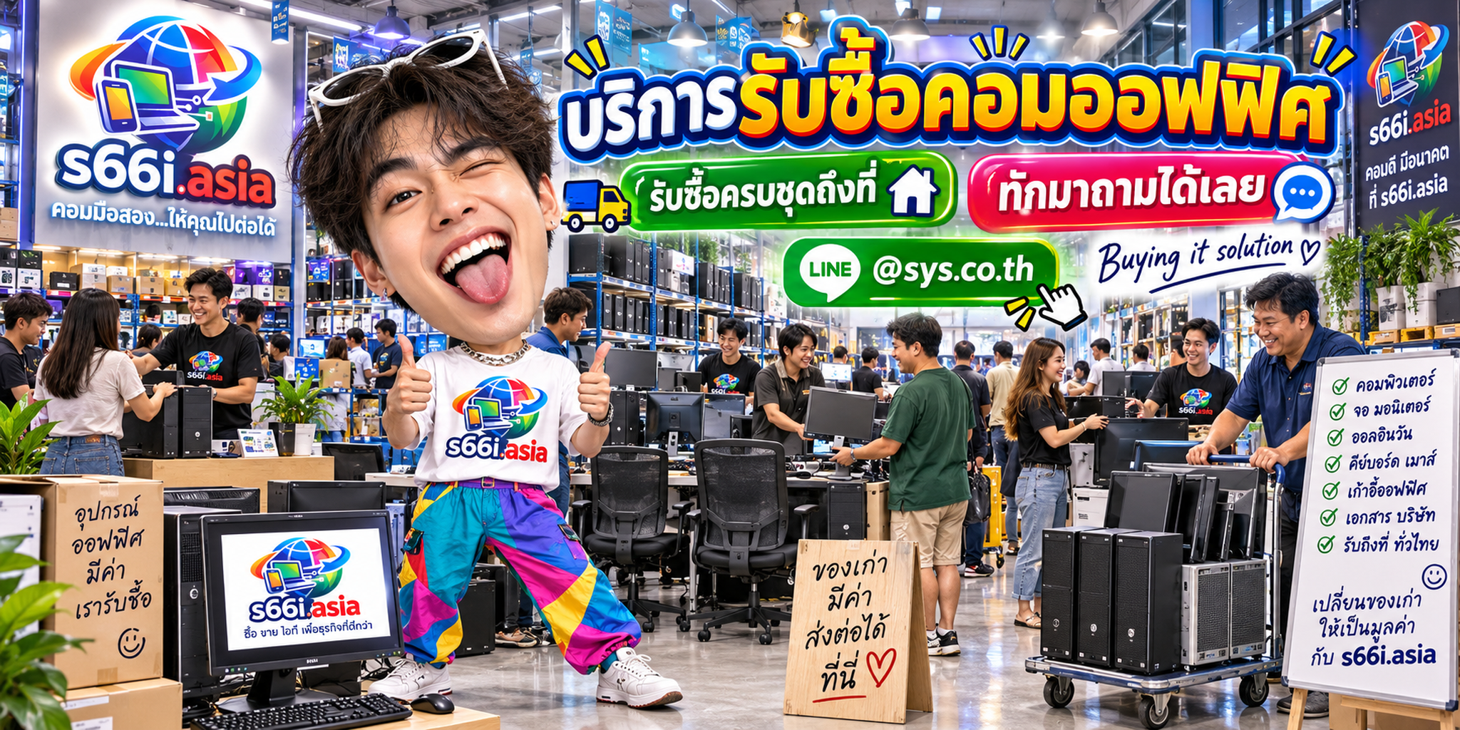 โกดังรับซื้อคอมออฟฟิศ s66i.asia มีคอมพิวเตอร์และลูกค้าจำนวนมาก