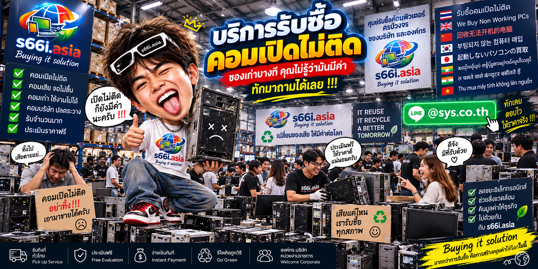 โกดัง s66i.asia รับซื้อคอมเปิดไม่ติด คอมเสีย และคอมเก่า มีลูกค้ามาใช้บริการจำนวนมาก