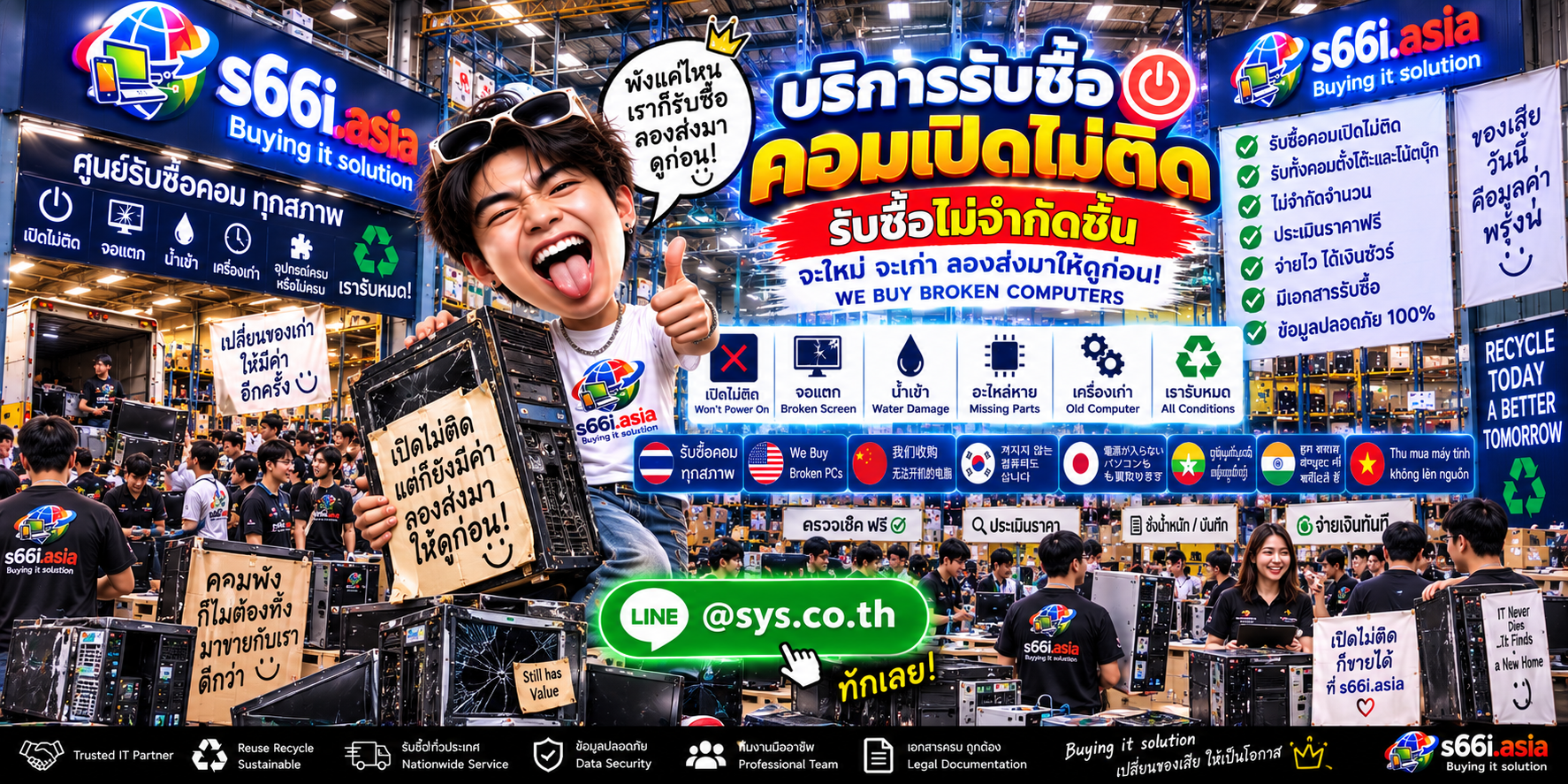ทีมงาน s66i.asia ประเมินคอมเปิดไม่ติดและคอมเสียในโกดังไอที