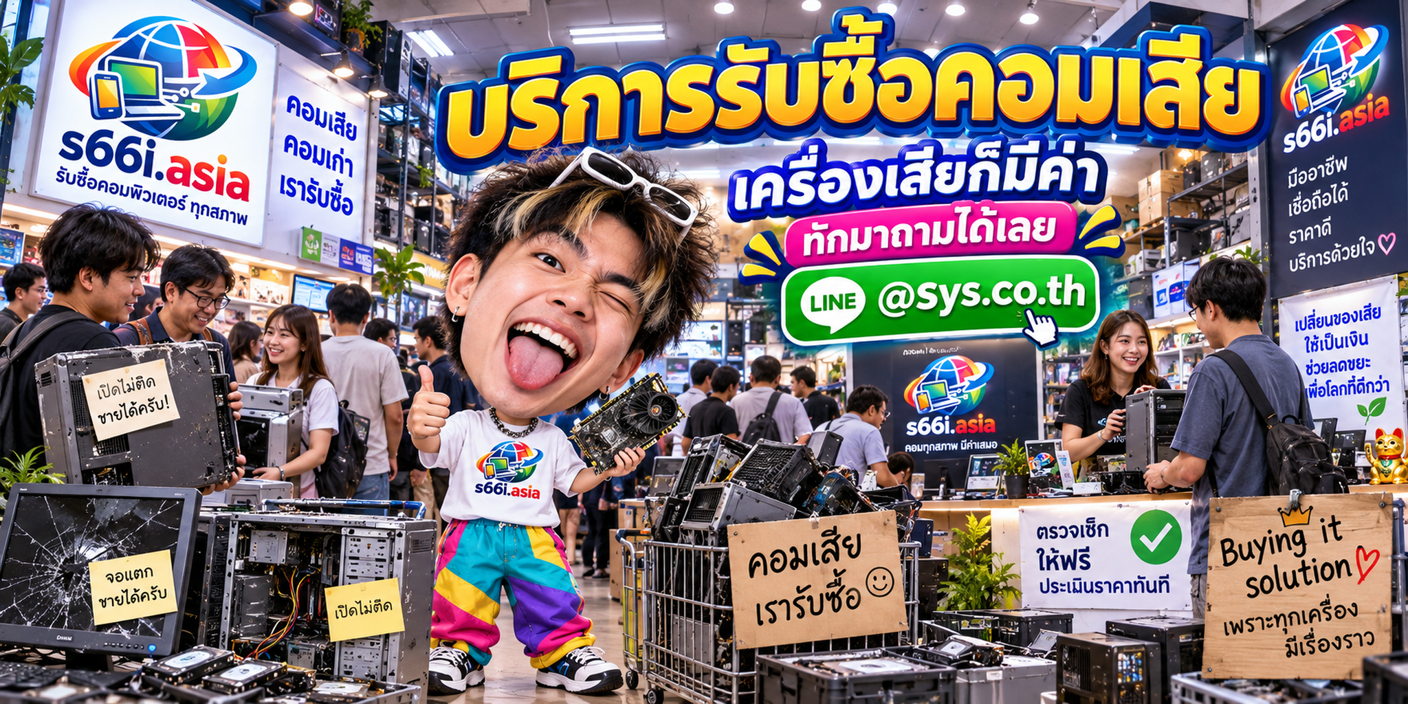 โกดังรับซื้อคอมเสีย s66i.asia มีคอมพิวเตอร์เสียและลูกค้านำเครื่องมาประเมินจำนวนมาก