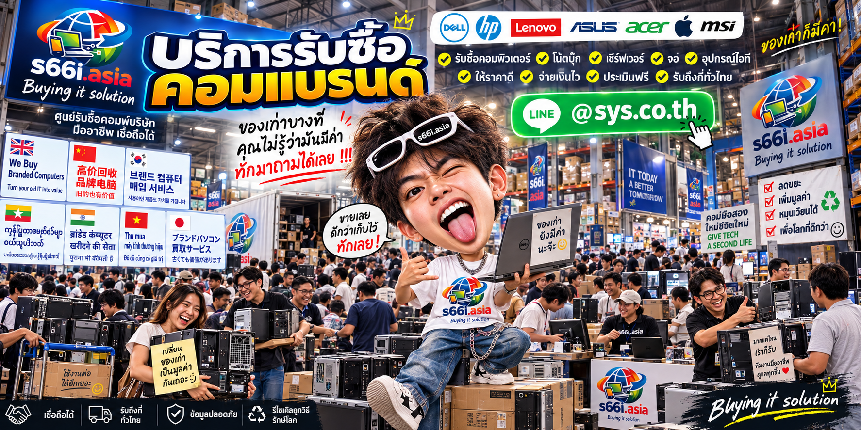 โกดังรับซื้อคอมแบรนด์ s66i.asia มีคอมพิวเตอร์บริษัทและลูกค้านำเครื่องมาขาย
