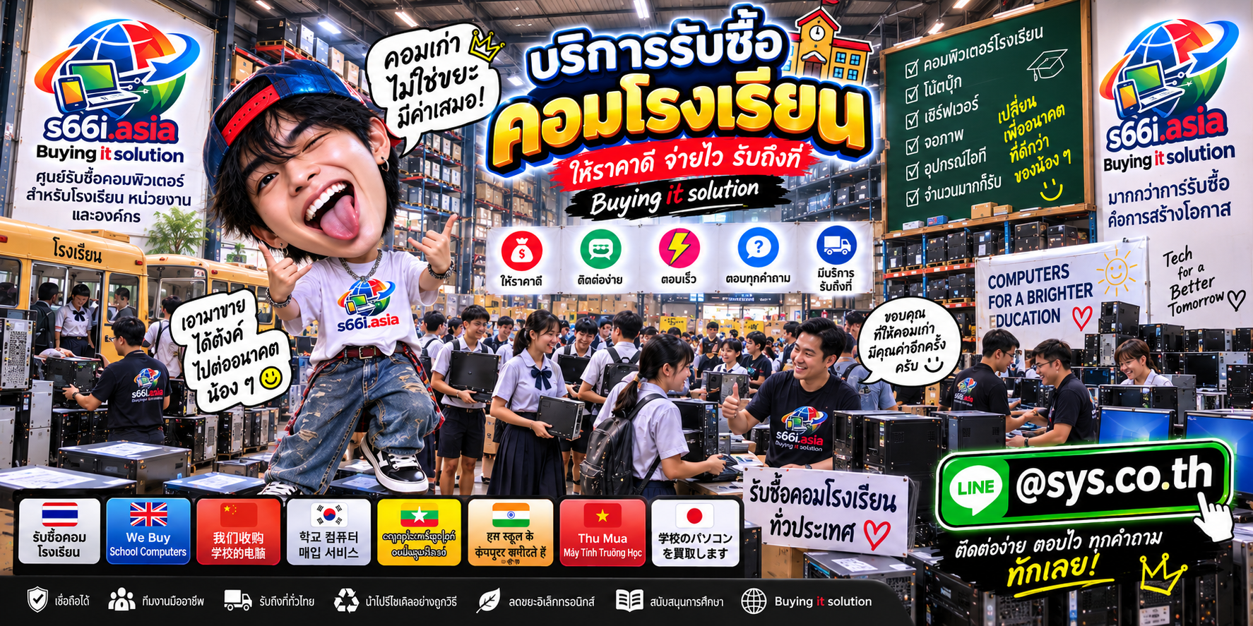 ช่องทาง LINE @sys.co.th สำหรับโรงเรียนที่ต้องการขายคอมและอุปกรณ์ห้องคอม