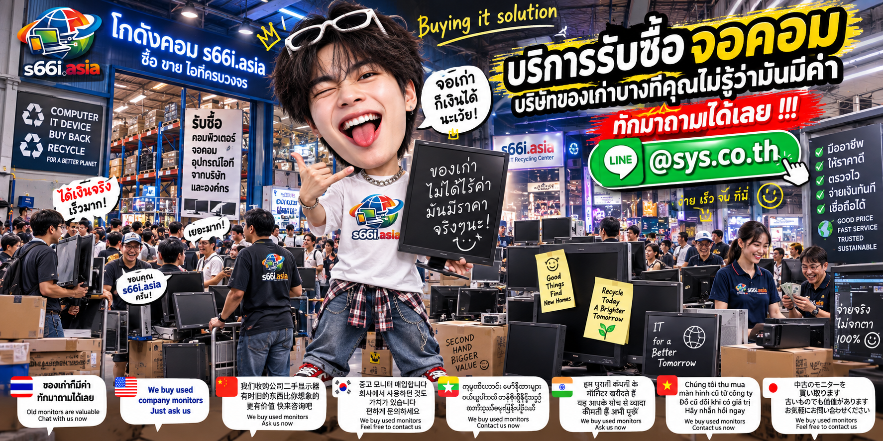 โกดังรับซื้อจอคอมบริษัท s66i.asia มีจอสำนักงานและลูกค้าจำนวนมาก