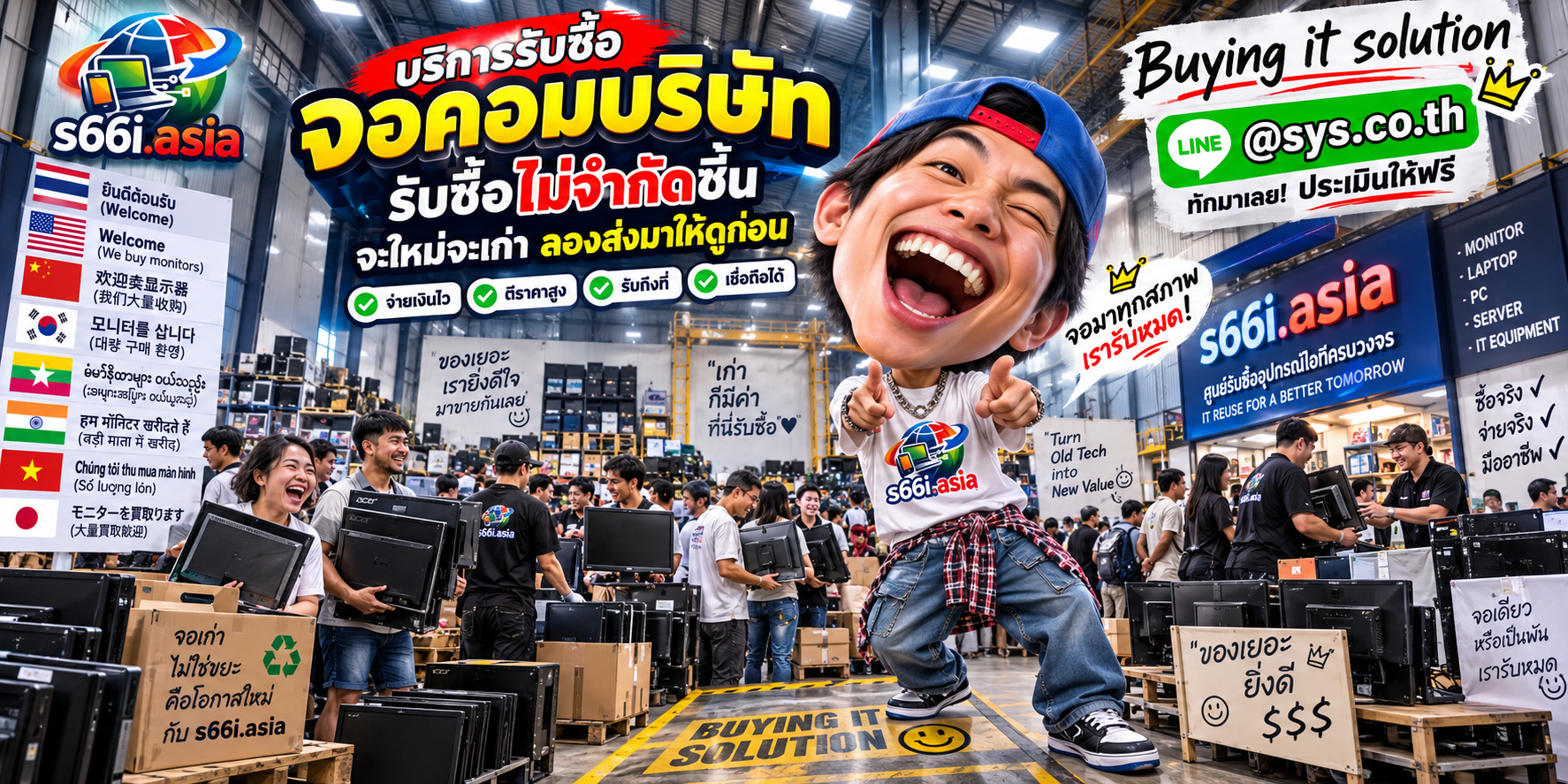 ทีมงาน s66i.asia รับซื้อจอคอมบริษัทในโกดังไอที