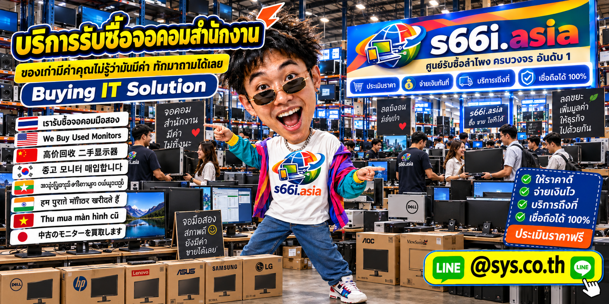 ทีมงาน s66i.asia รับซื้อจอคอมสำนักงานในโกดังไอที