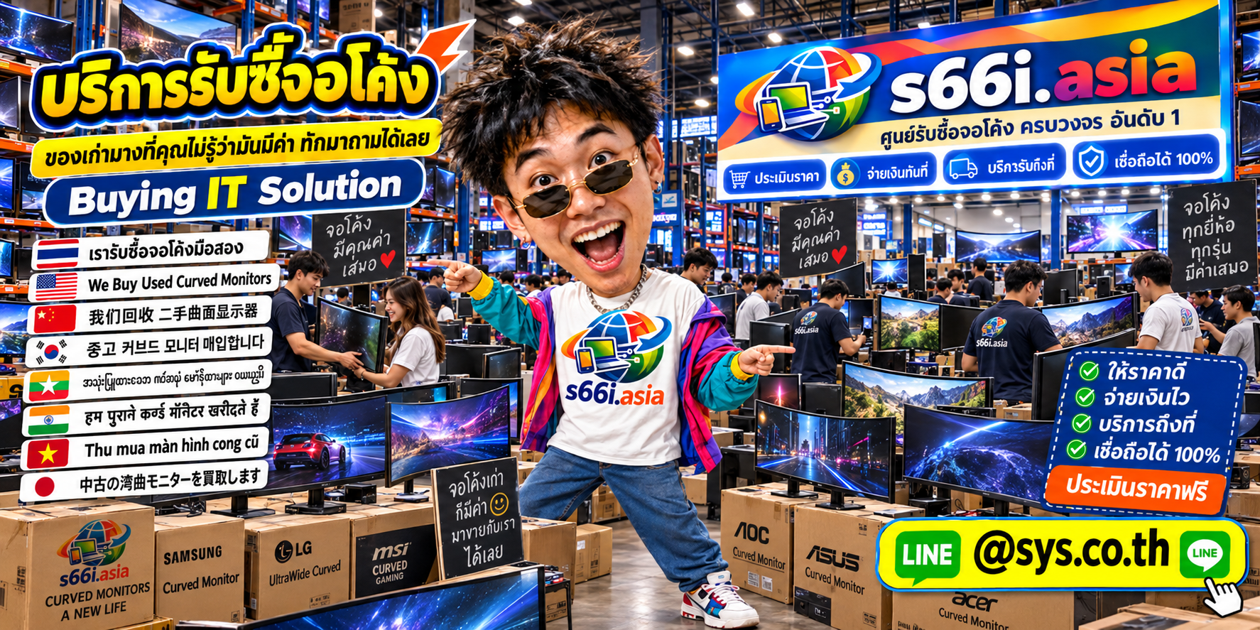 ทีมงาน s66i.asia รับซื้อจอโค้งในโกดังไอที
