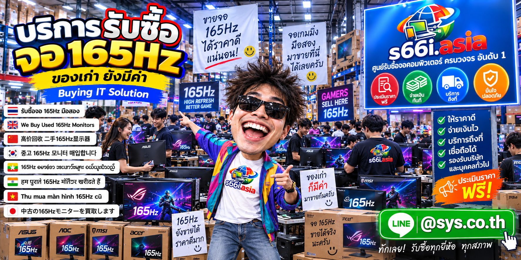 ทีมงาน s66i.asia รับซื้อจอ 165Hz ในโกดังจอเกมมิ่ง