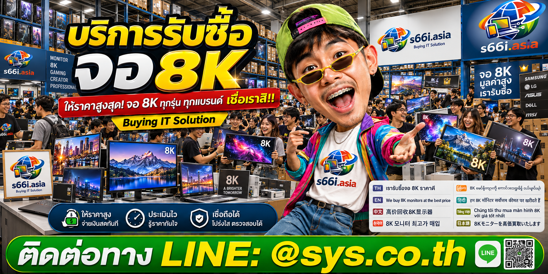 โกดังรับซื้อจอ 8K s66i.asia มีลูกค้าต่อแถวขายจอความละเอียดสูง