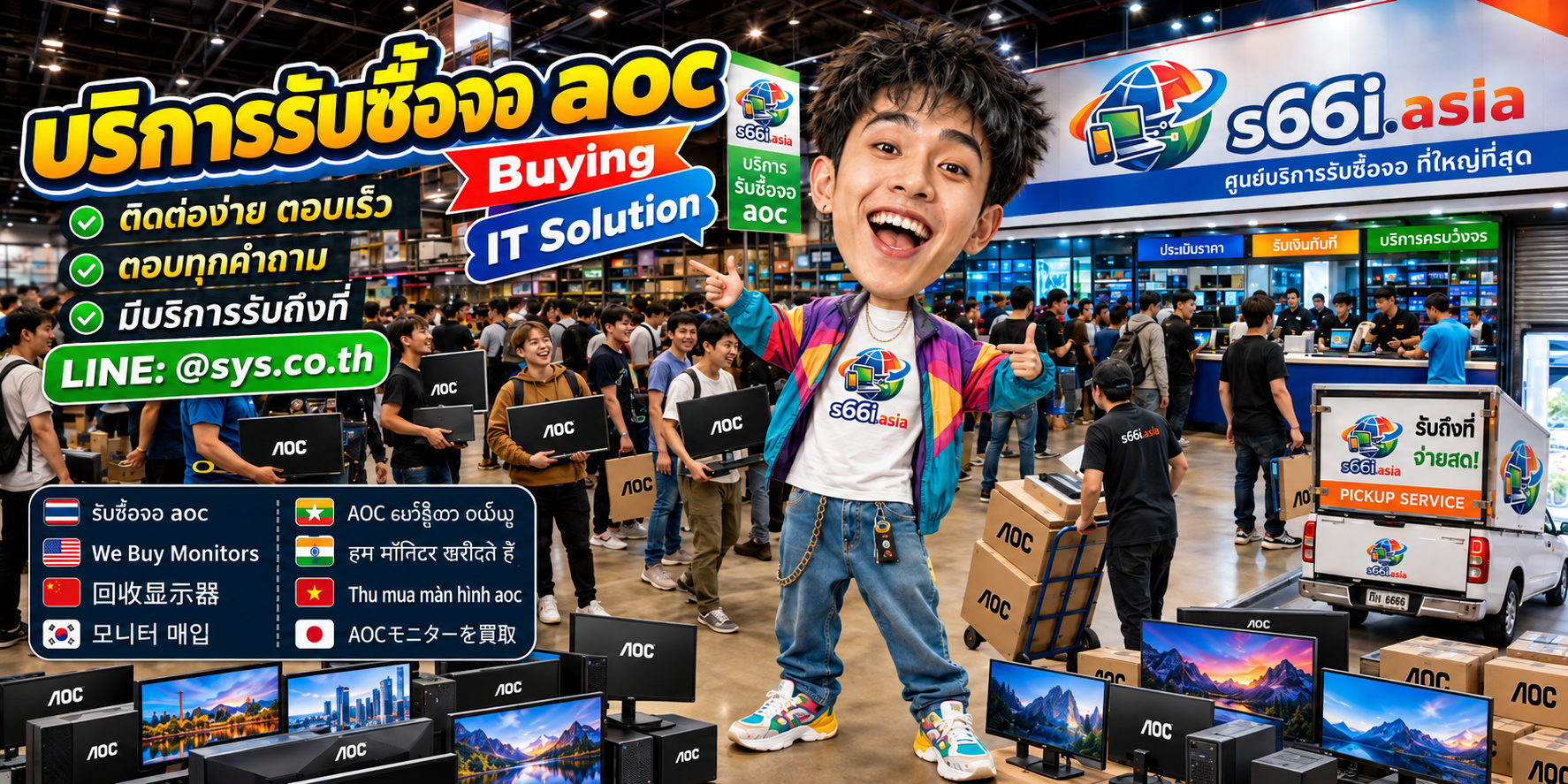 ช่องทาง LINE @sys.co.th สำหรับขายจอ AOC ให้ s66i.asia