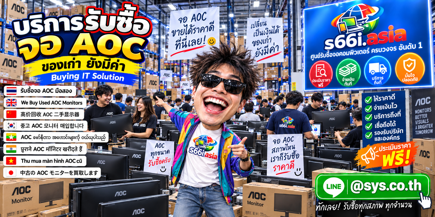 ทีมงาน s66i.asia รับซื้อจอ AOC ในโกดังไอที