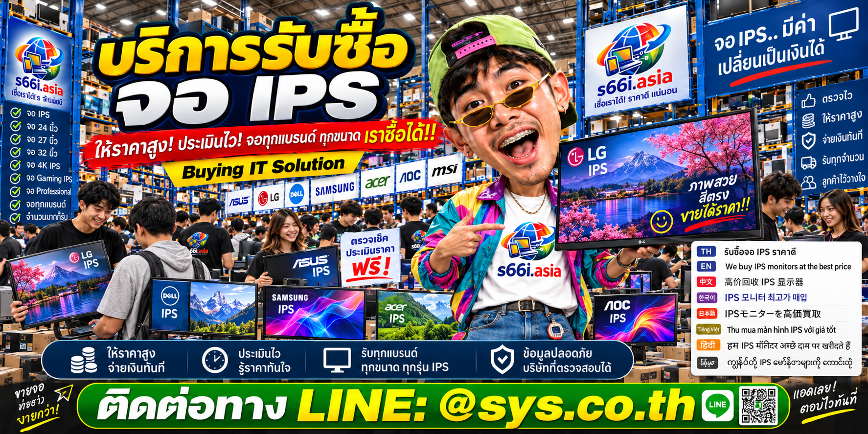 โกดังรับซื้อจอ IPS s66i.asia มีจอคอมพิวเตอร์และลูกค้าจำนวนมาก