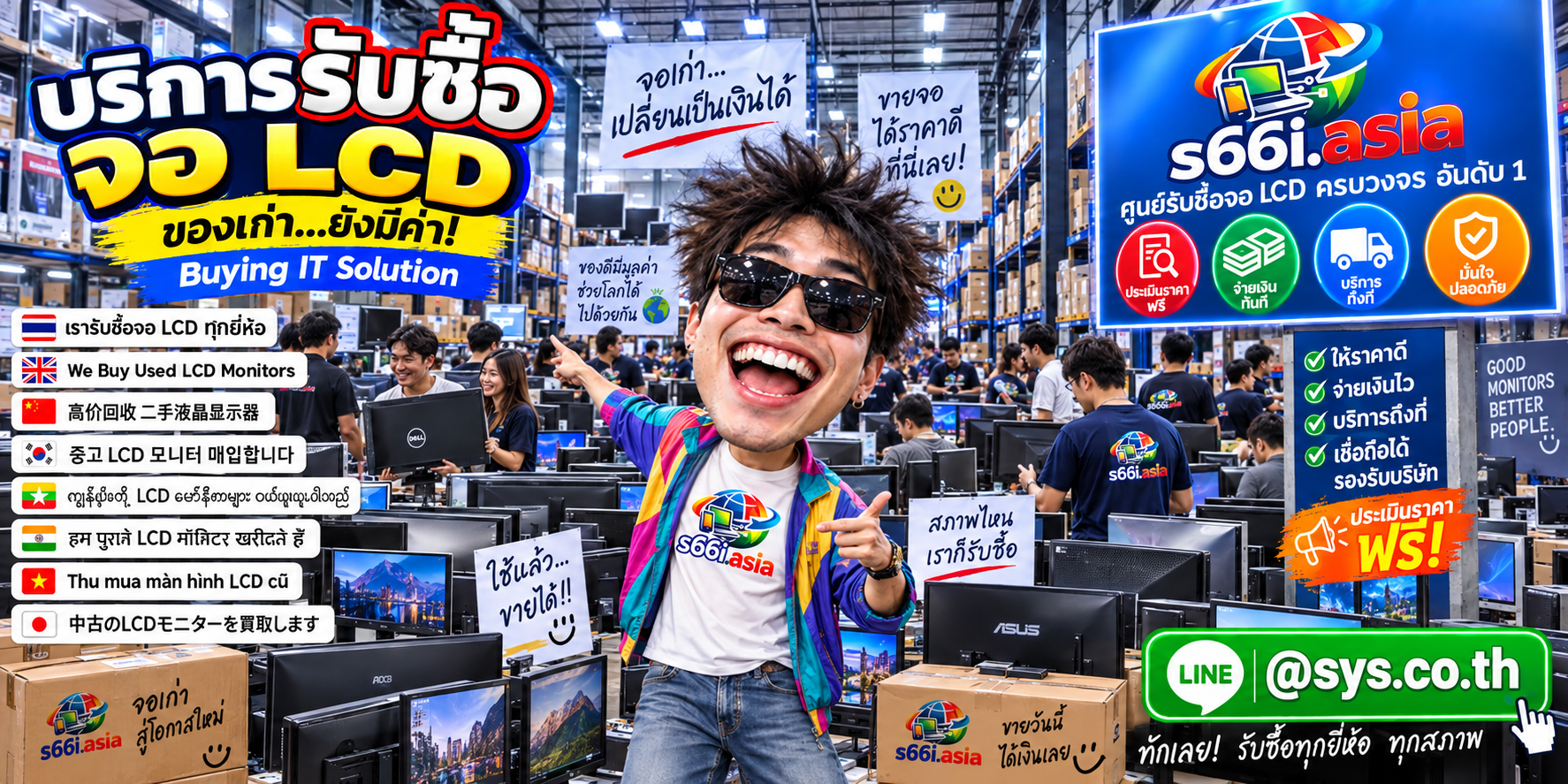 ทีมงาน s66i.asia รับซื้อจอ LCD ในโกดังไอที