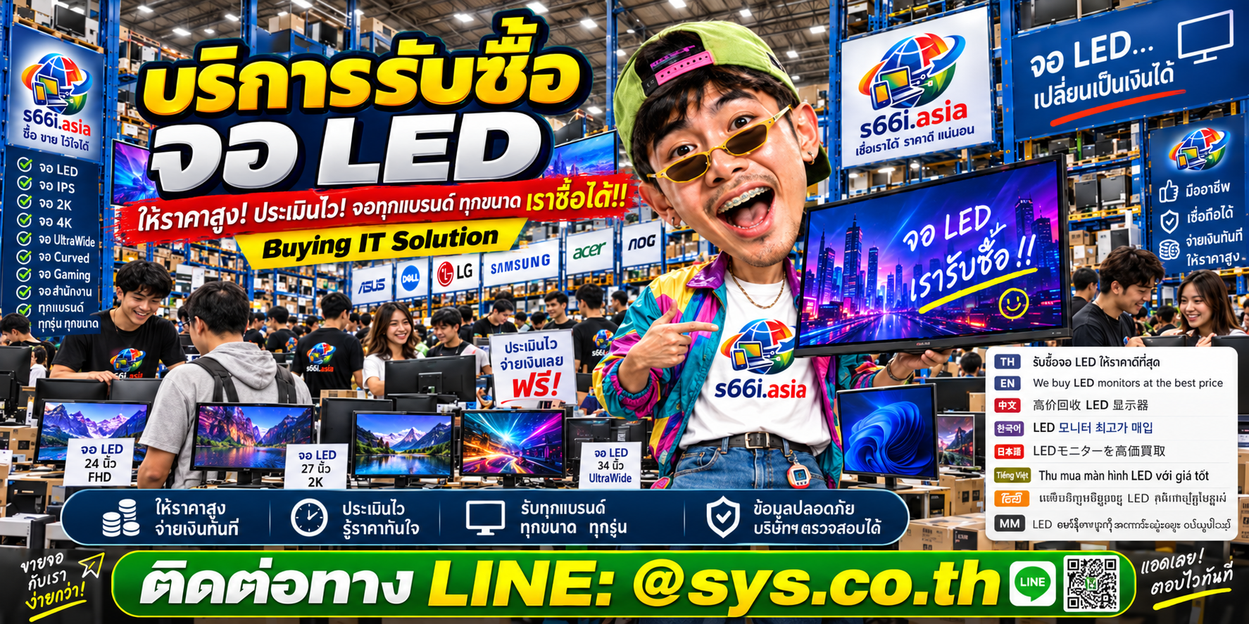 โกดังรับซื้อจอ LED s66i.asia มีลูกค้าต่างชาตินำจอมาให้ประเมินจำนวนมาก