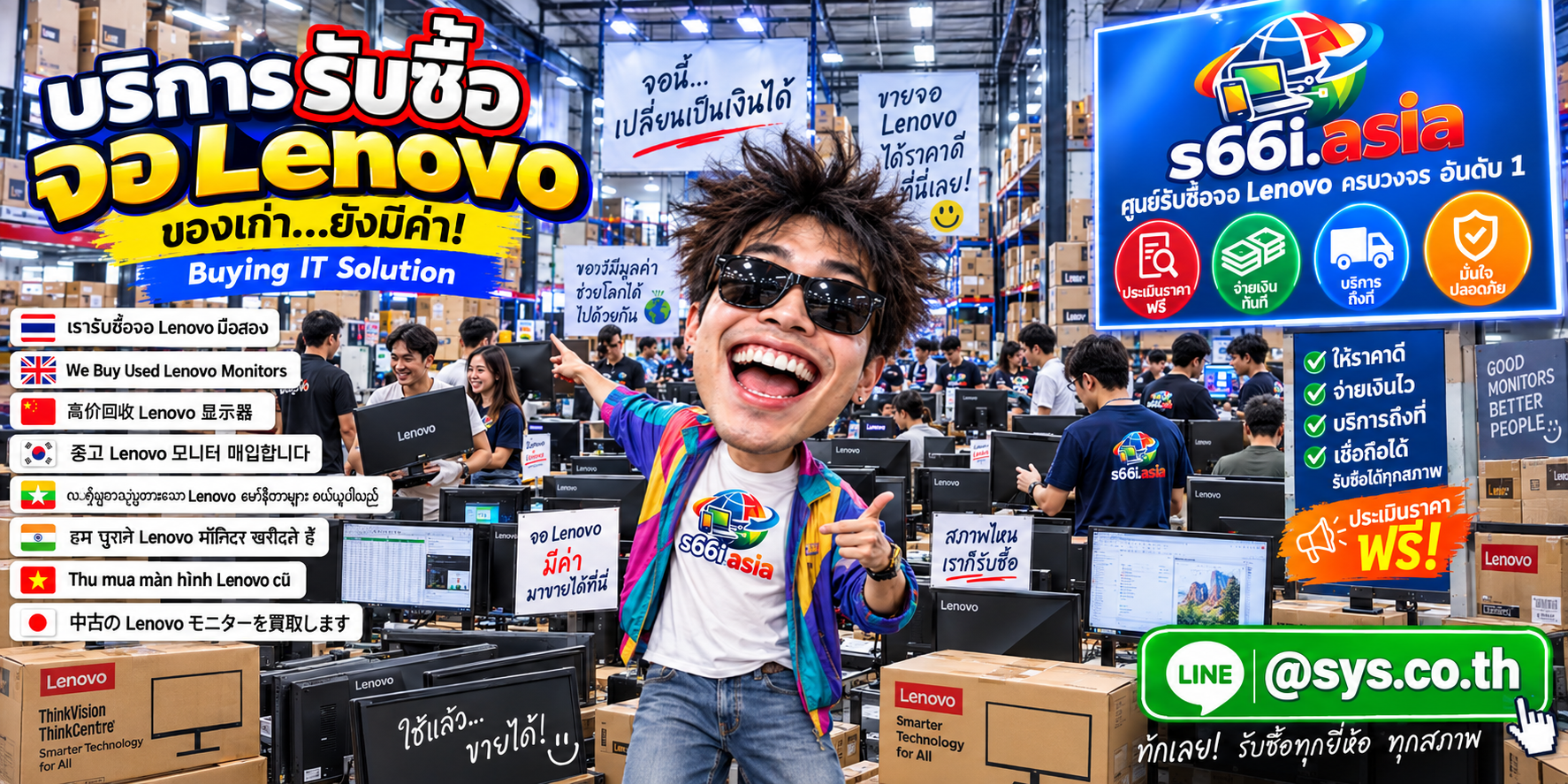 ทีมงาน s66i.asia รับซื้อจอ Lenovo ในโกดังไอที