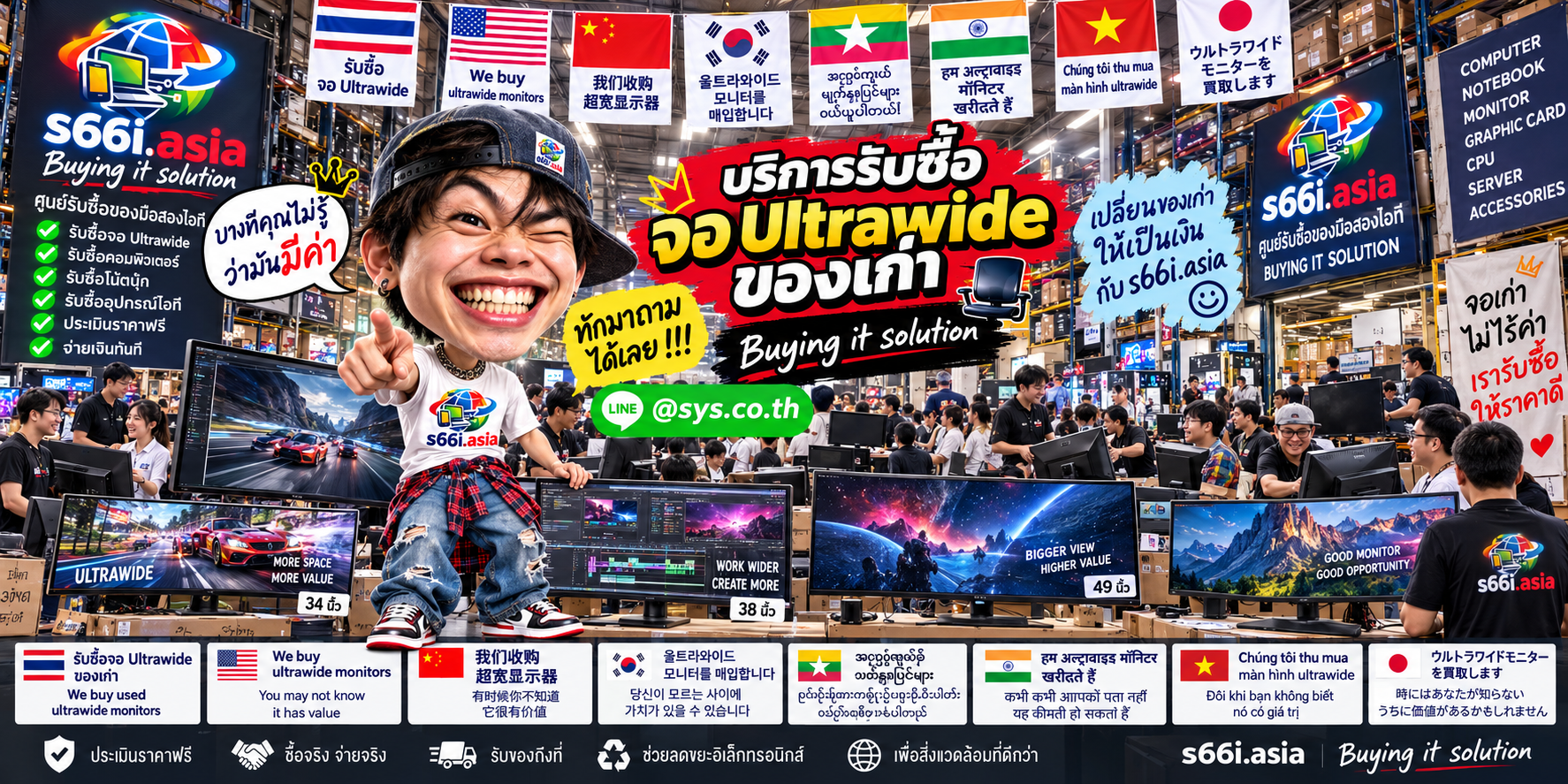 โกดังรับซื้อจอ ultrawide s66i.asia มีลูกค้าจำนวนมากและทีมงานมืออาชีพ