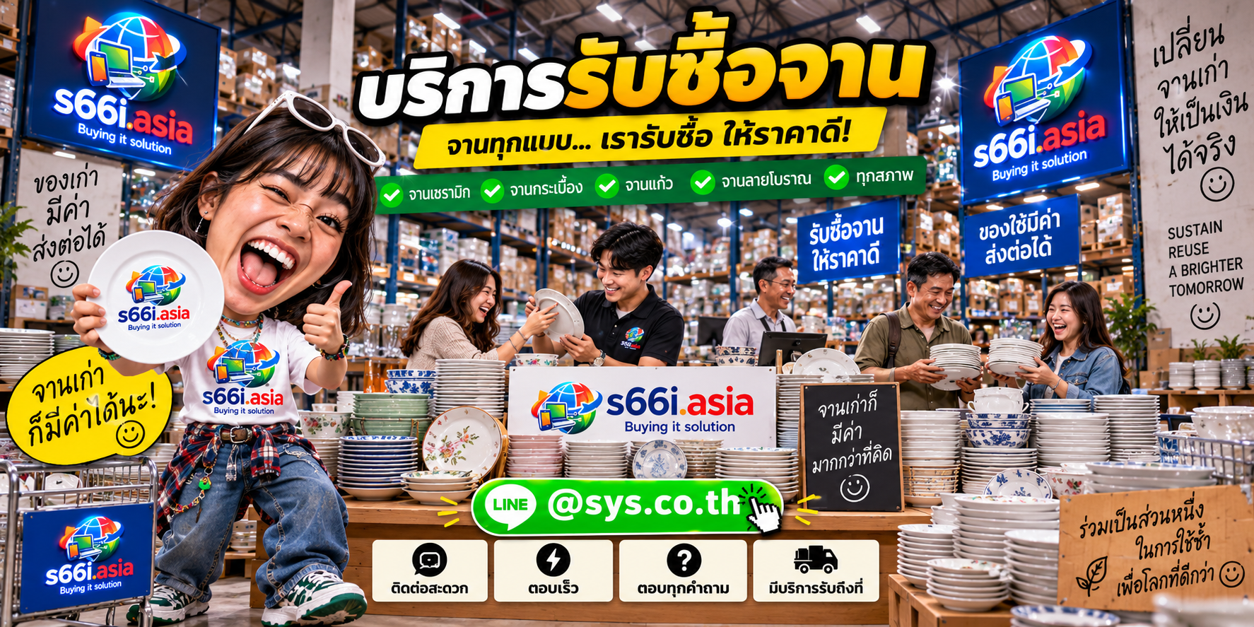 ติดต่อ LINE @sys.co.th เพื่อส่งรูปจานและขอประเมินราคา