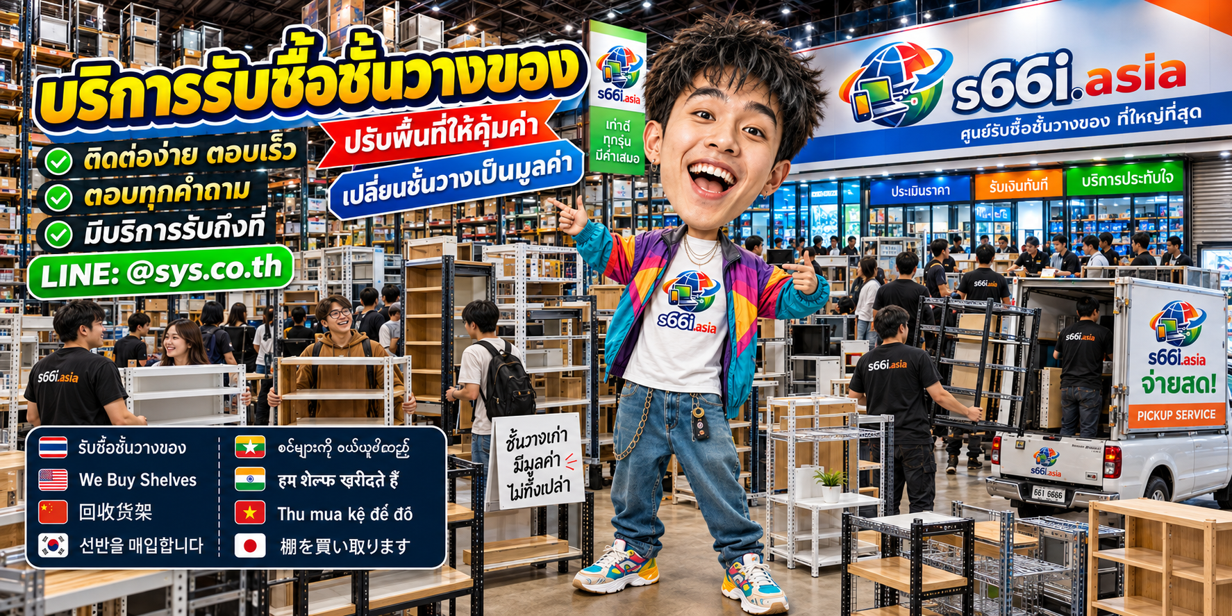 ติดต่อ LINE @sys.co.th สำหรับบริการรับซื้อชั้นวางของทั่วไทย