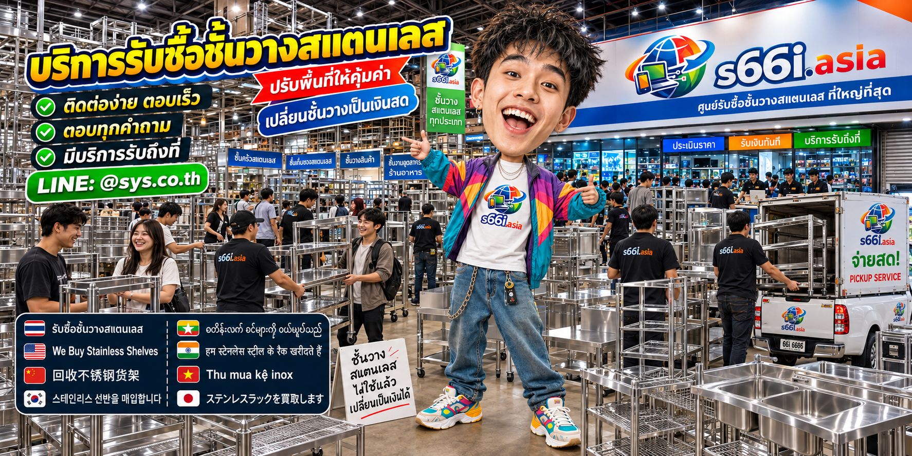 ช่องทาง LINE @sys.co.th สำหรับขายชั้นวางสแตนเลสให้ s66i.asia