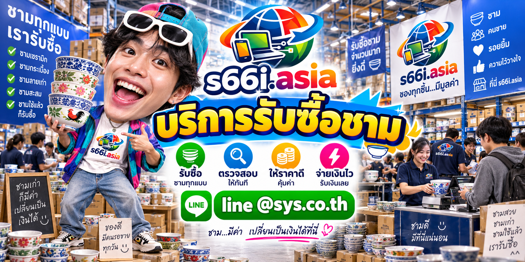 โกดังชามและจุดรับซื้อชาม s66i.asia สำหรับชามมือสอง ชามเก่า และงานยกล็อต