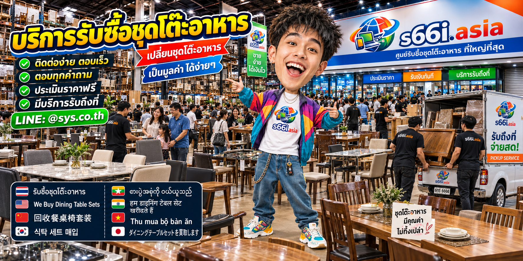 ช่องทาง LINE @sys.co.th สำหรับขายชุดโต๊ะอาหารให้ s66i.asia