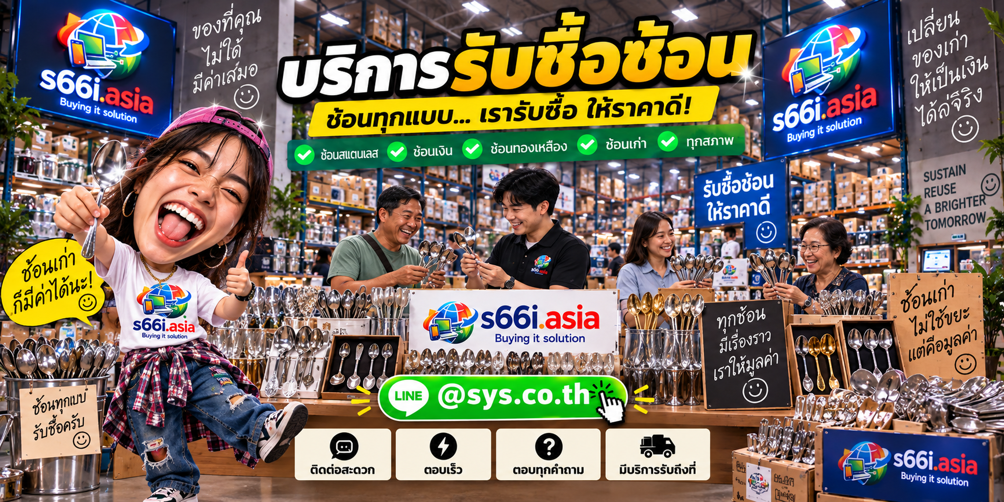 ช่องทาง LINE @sys.co.th สำหรับขายช้อนให้ s66i.asia