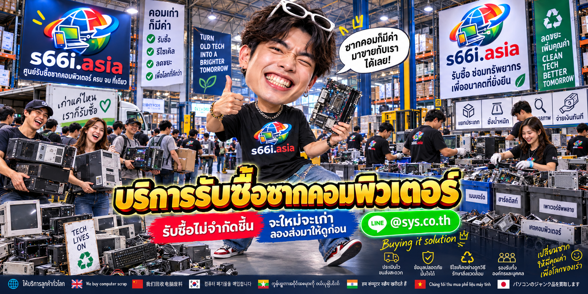 ทีมงาน s66i.asia รับซื้อซากคอมพิวเตอร์ในโกดังไอทีและคัดแยกอย่างเป็นระบบ