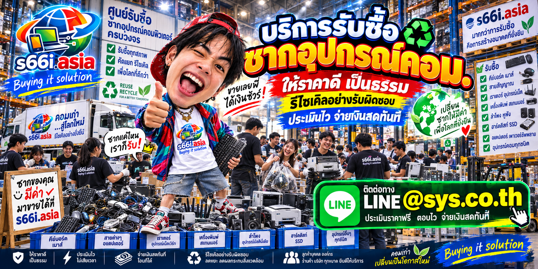 s66i.asia Buying IT Solution รับซื้อซากอุปกรณ์คอม ติดต่อ LINE @sys.co.th