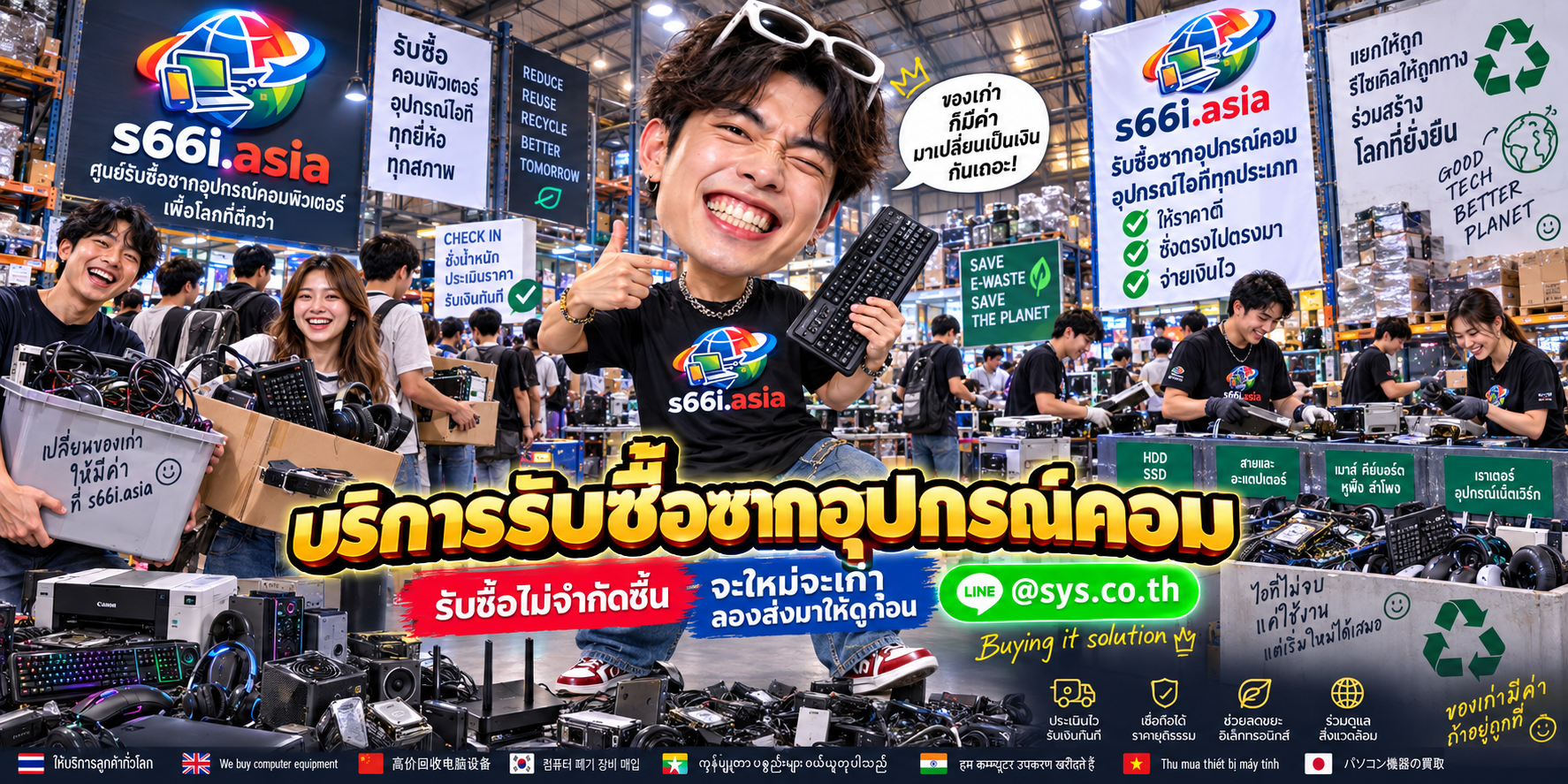 ทีมงาน s66i.asia คัดแยกและรับซื้อซากอุปกรณ์คอมในโกดังไอที