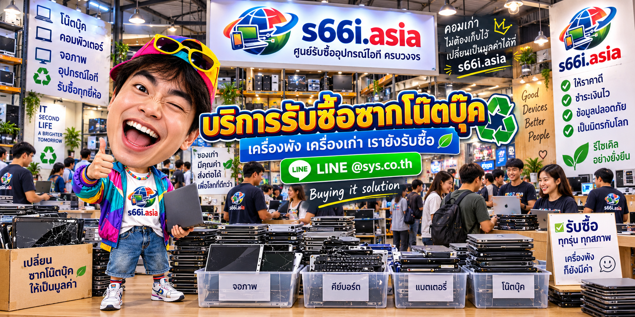 โกดังรับซื้อซากโน๊ตบุ๊ค s66i.asia มีลูกค้านำโน๊ตบุ๊คเก่าและเครื่องเสียมาขายจำนวนมาก