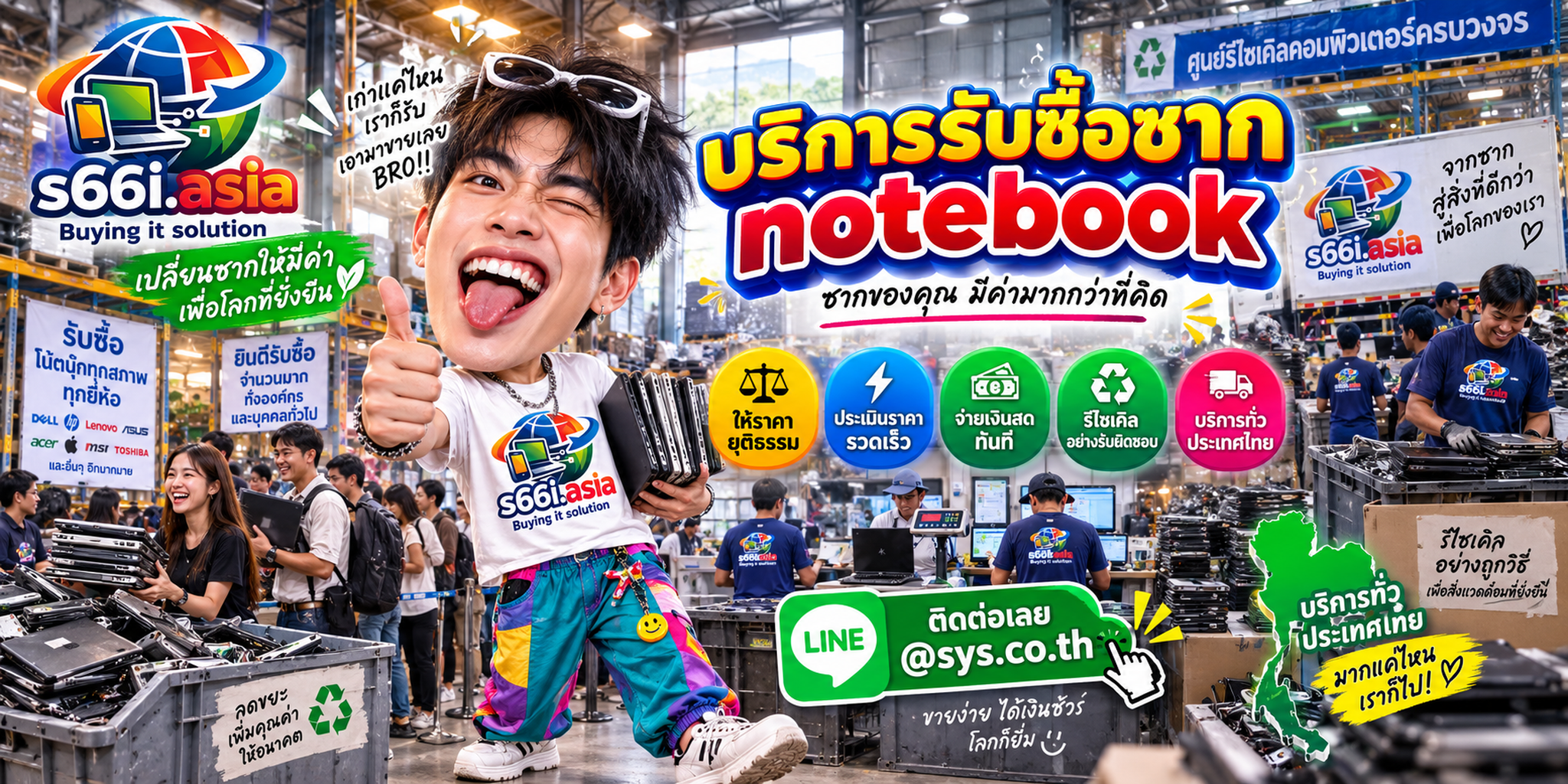 s66i.asia รับซื้อซาก Notebook ทั่วประเทศไทย ติดต่อ LINE @sys.co.th