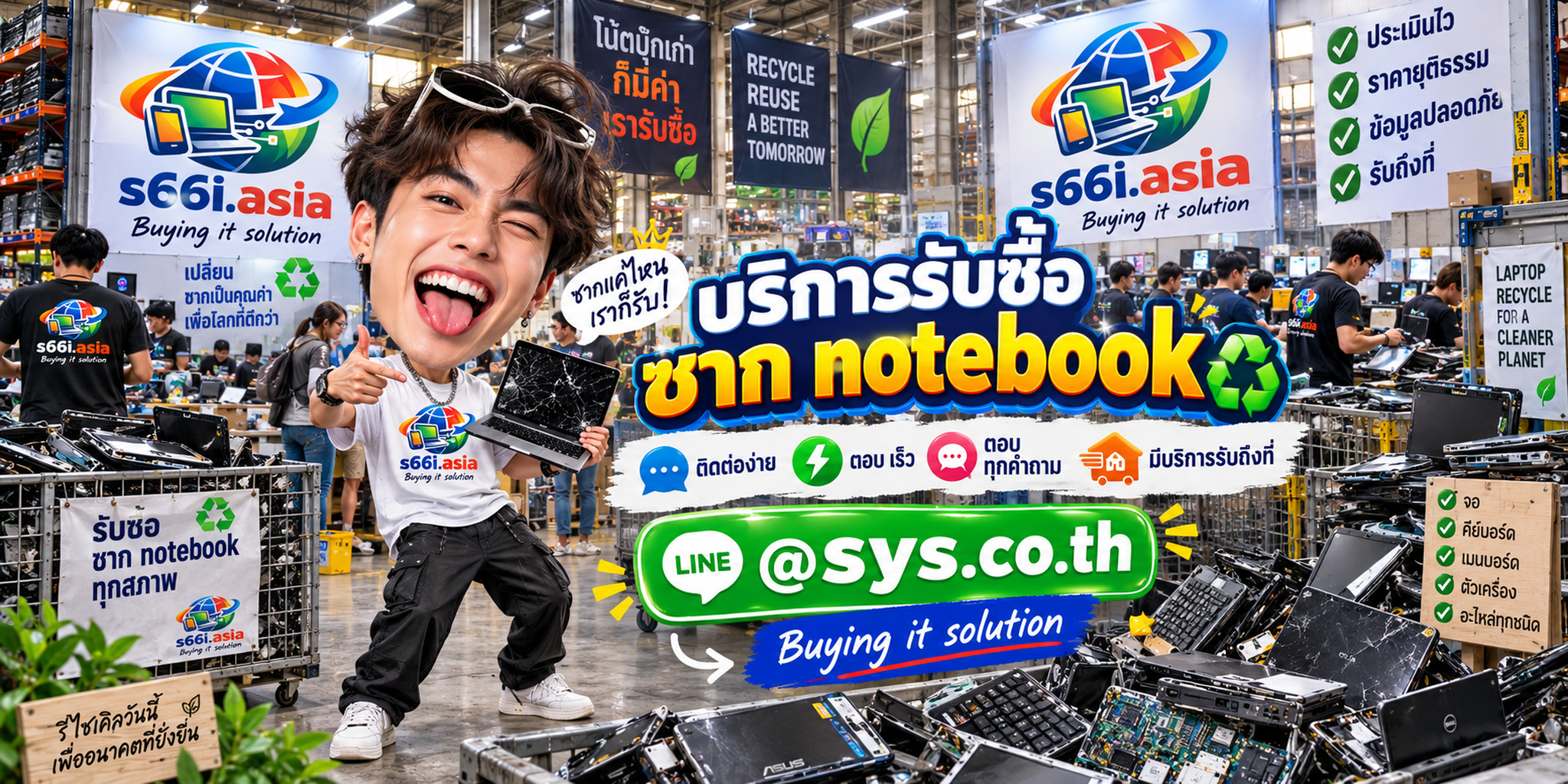 ช่องทาง LINE @sys.co.th สำหรับขายซาก Notebook ให้ s66i.asia