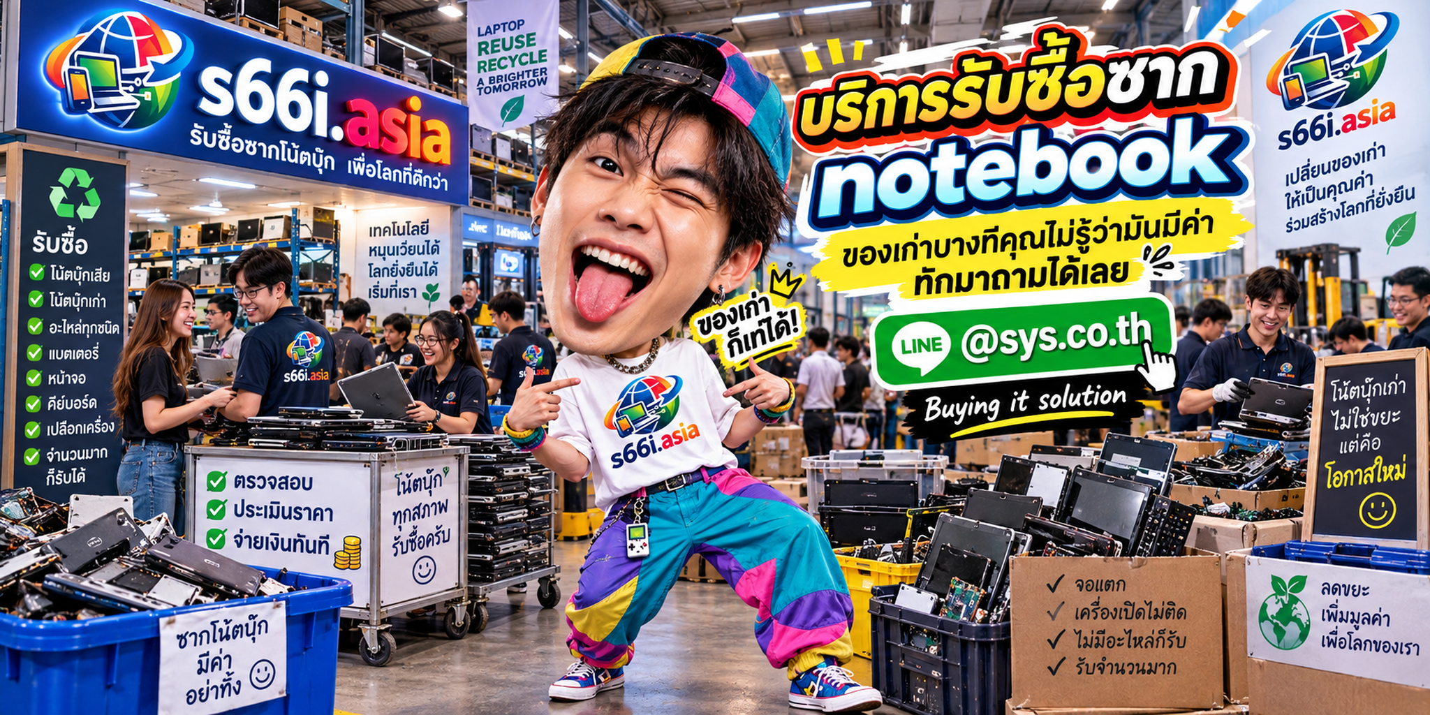 โกดังรับซื้อซาก Notebook s66i.asia มีลูกค้านำเครื่องเสียและเครื่องเก่ามาประเมินจำนวนมาก
