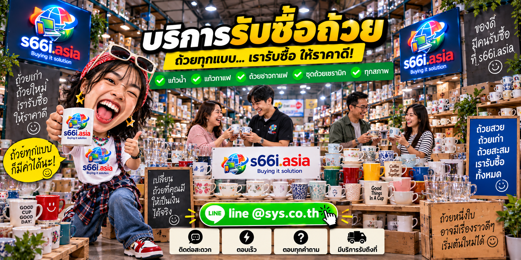 ช่องทาง LINE @sys.co.th สำหรับขายถ้วยให้ s66i.asia