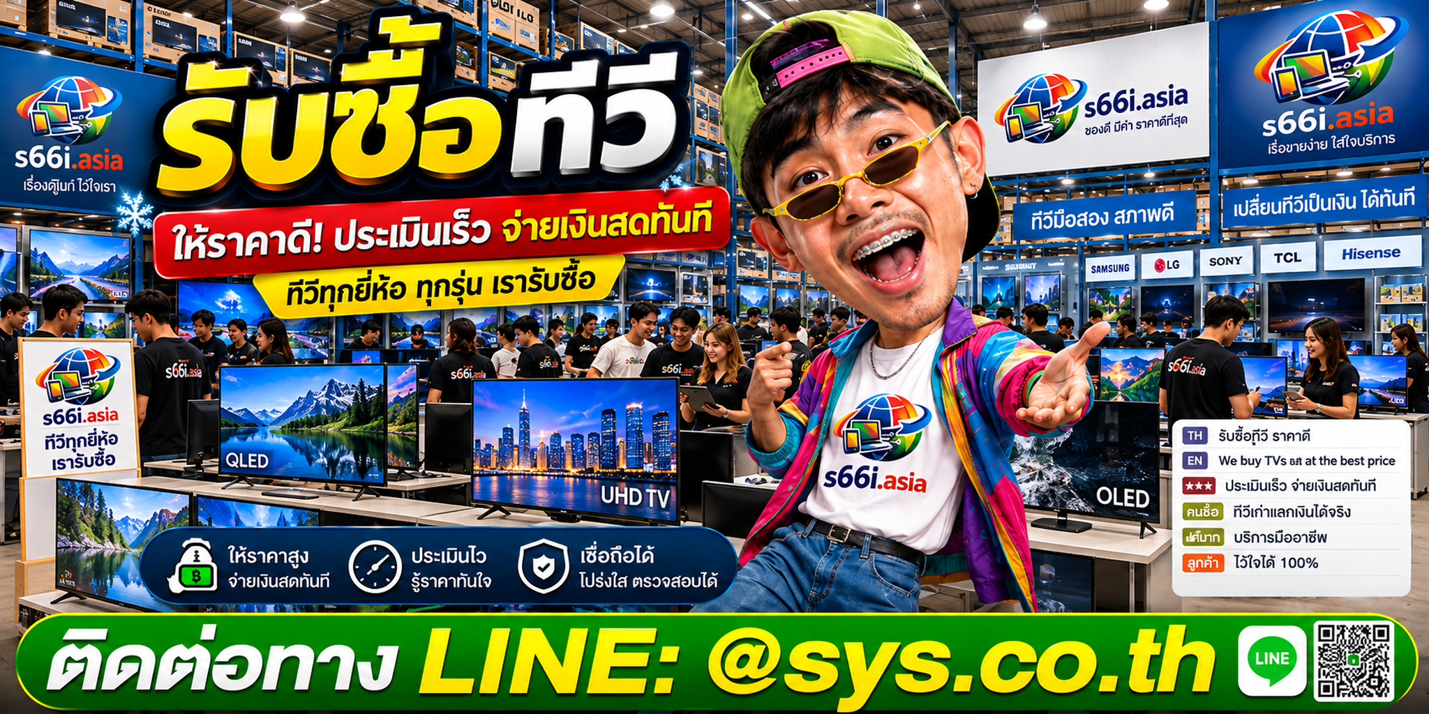 โกดังรับซื้อทีวี s66i.asia มีทีวีและลูกค้าจำนวนมาก