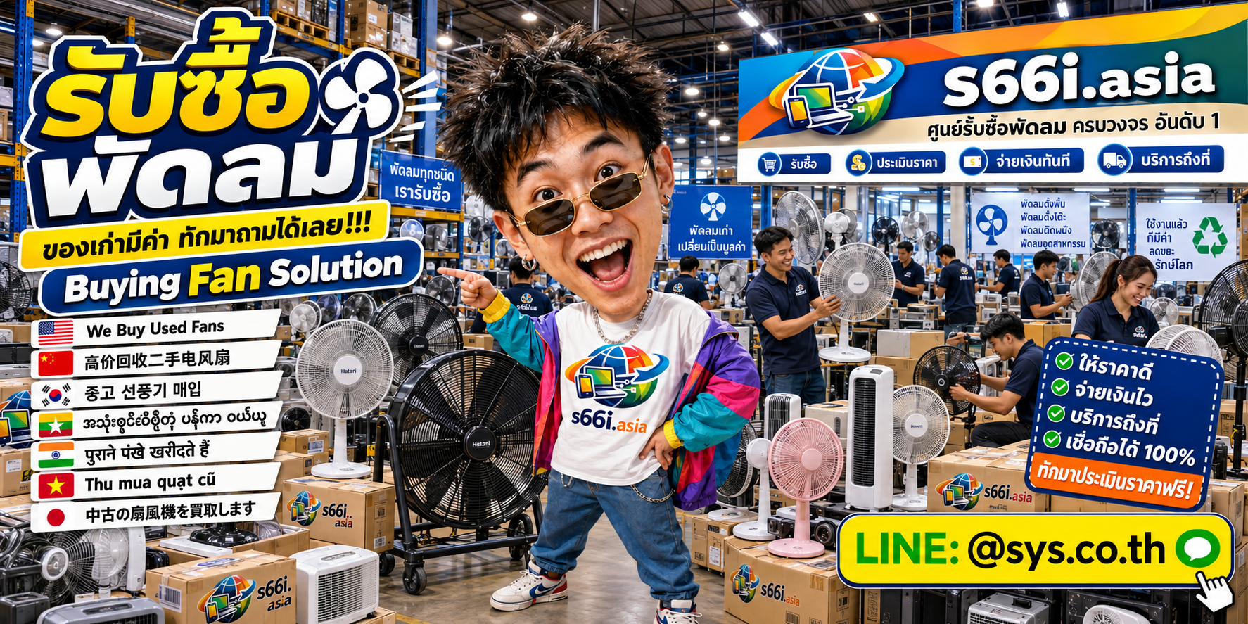 ทีมงาน s66i.asia รับซื้อพัดลมมือสองและพัดลมเก่าในโกดัง