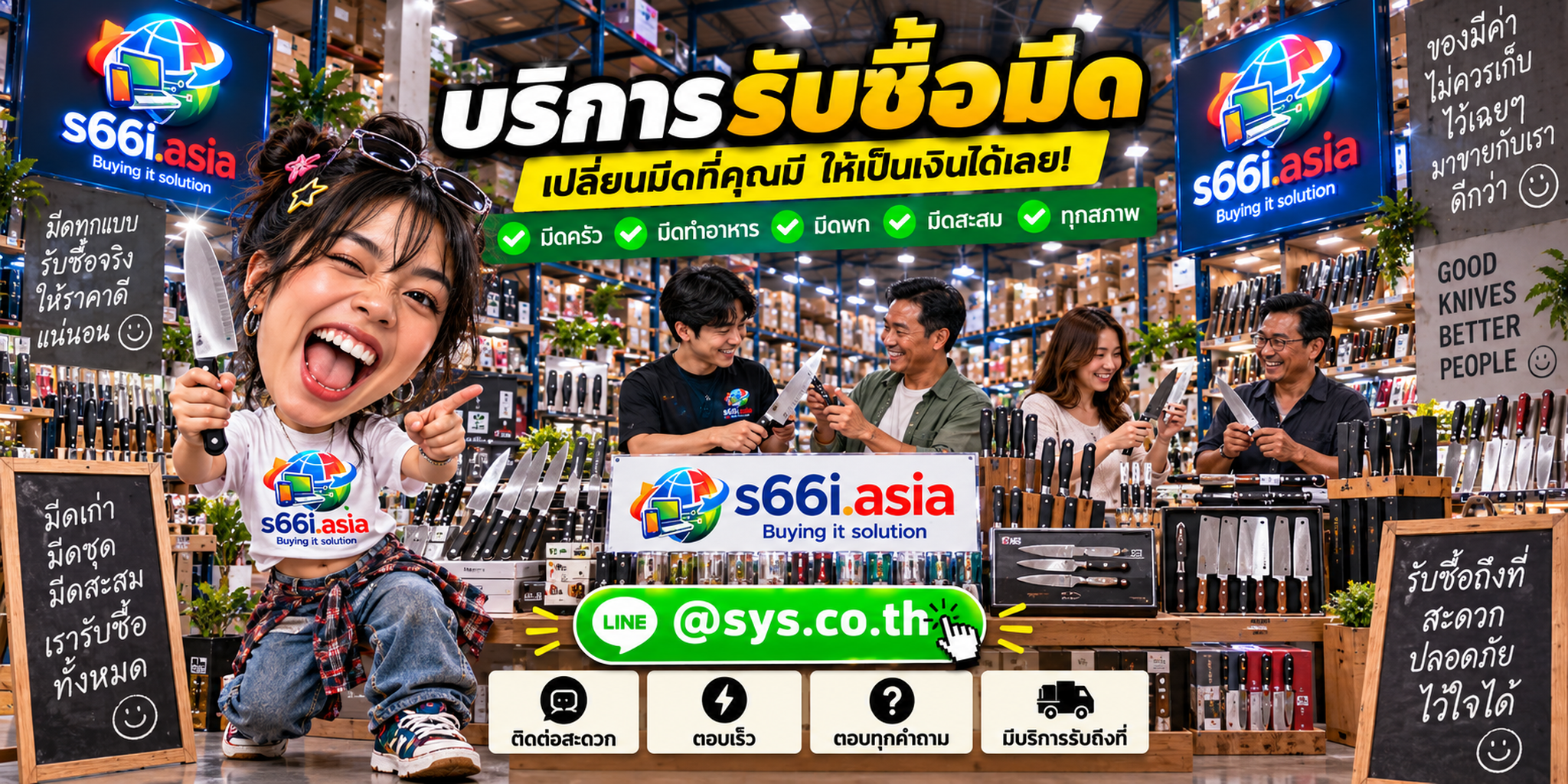 ช่องทาง LINE @sys.co.th สำหรับขายมีดให้ s66i.asia