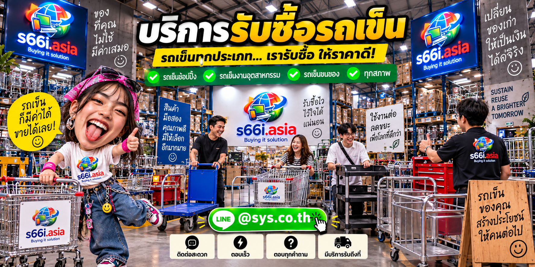ช่องทาง LINE @sys.co.th สำหรับขายรถเข็นให้ s66i.asia