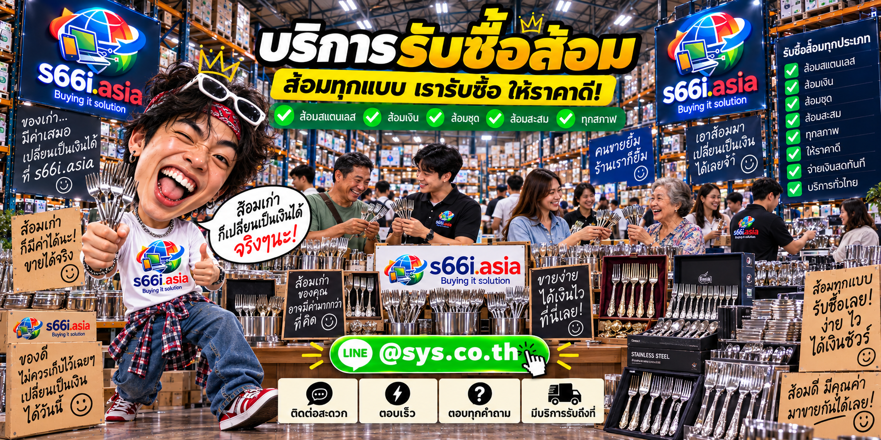 ช่องทาง LINE @sys.co.th สำหรับขายส้อมมือสองให้ s66i.asia