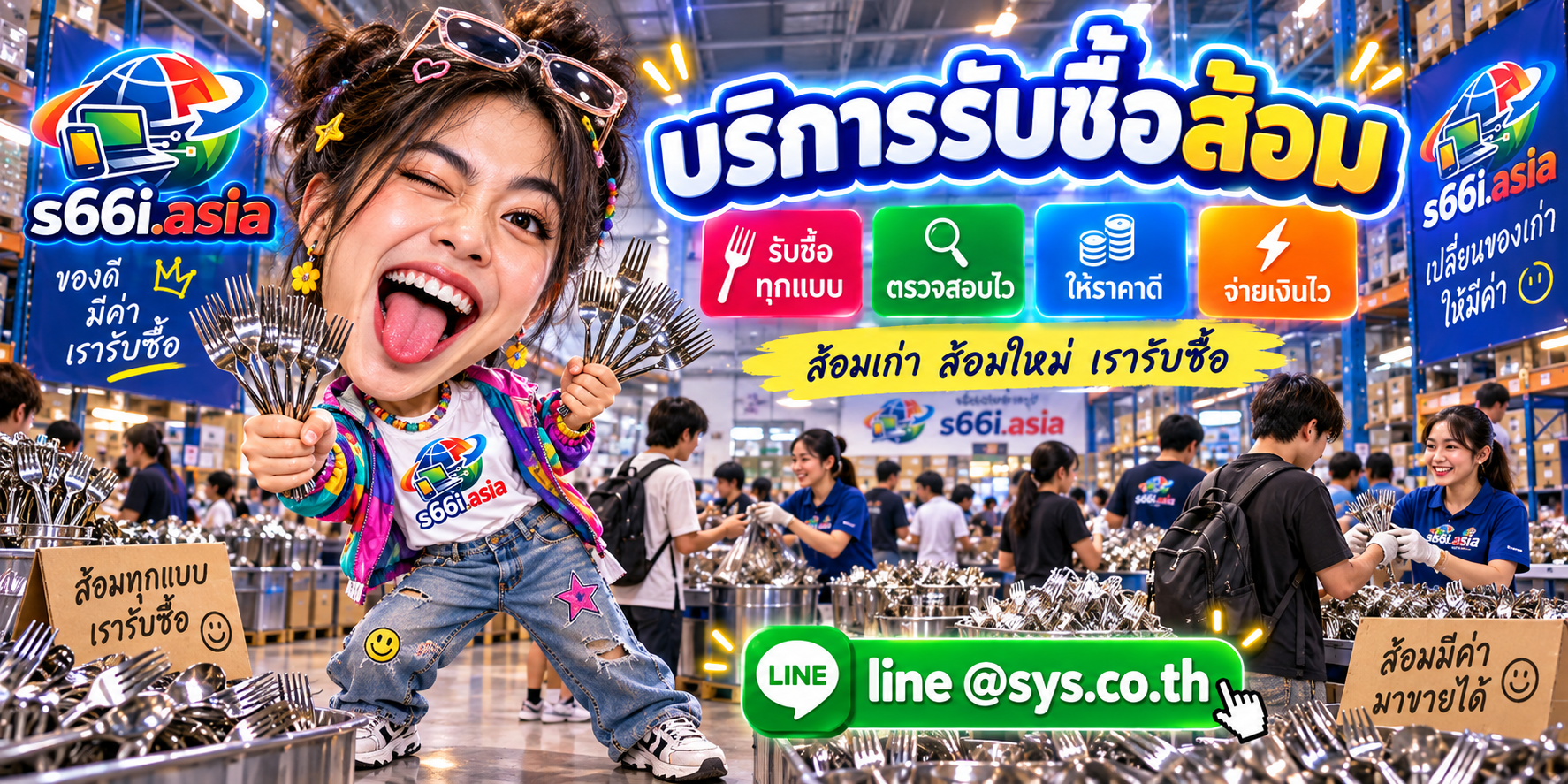 ทีมงาน s66i.asia ให้บริการรับซื้อส้อมในโกดังที่มีลูกค้าจำนวนมาก