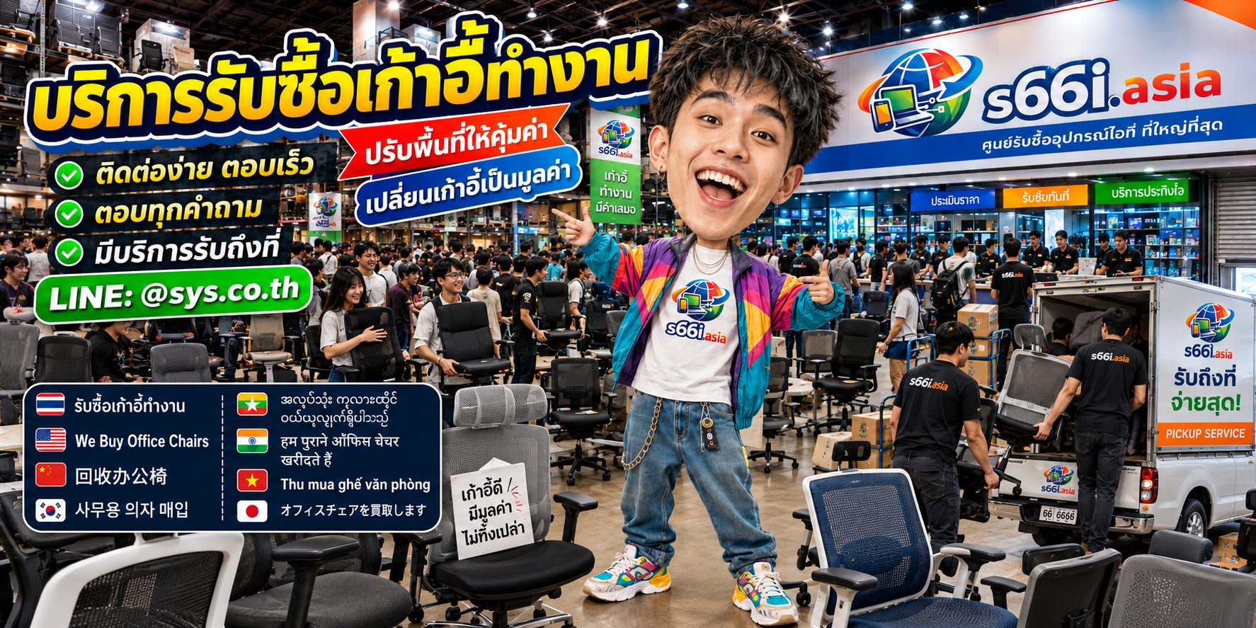ติดต่อ LINE @sys.co.th เพื่อขายเก้าอี้ทำงานให้ s66i.asia