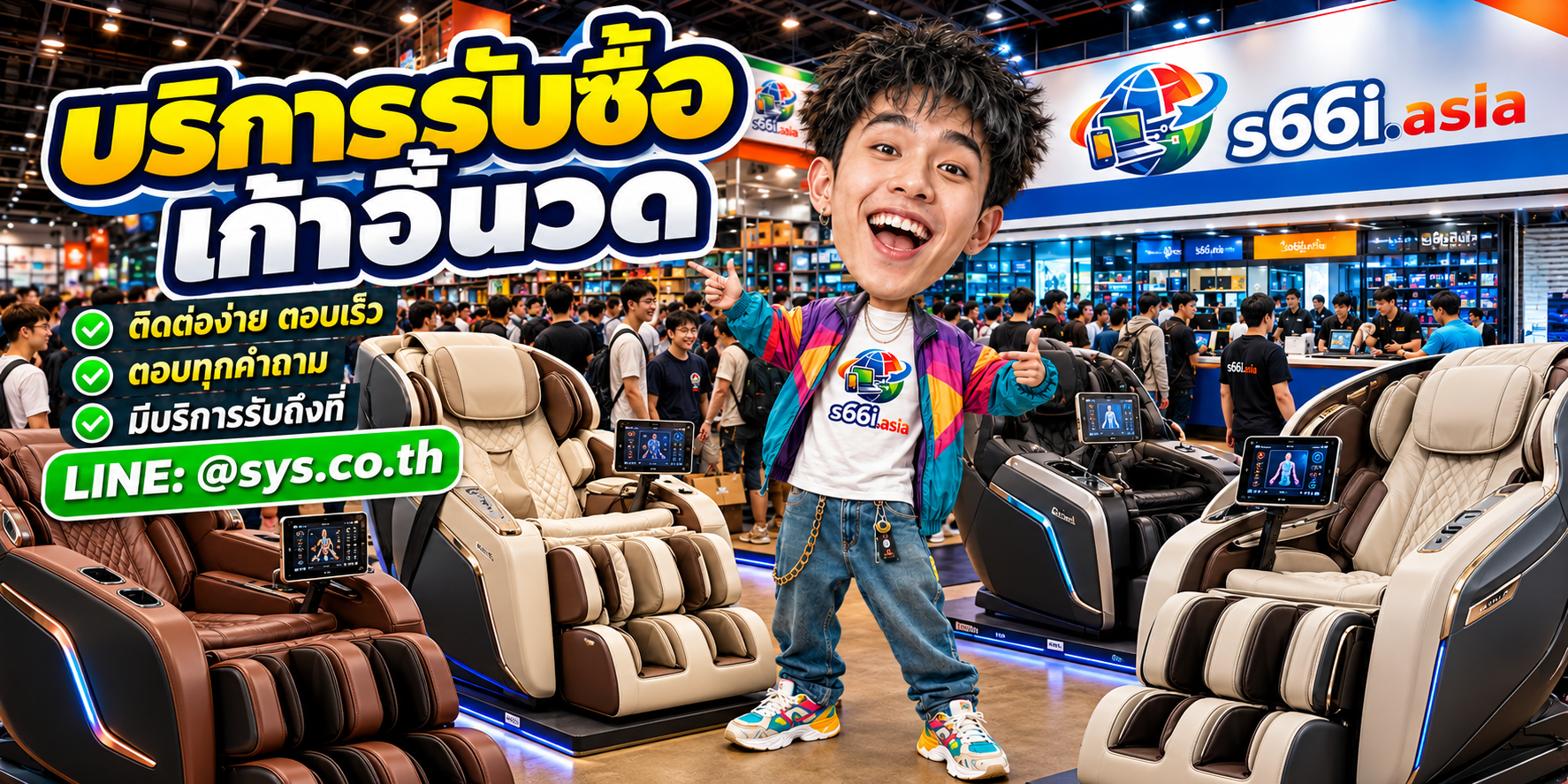 ช่องทาง LINE @sys.co.th สำหรับขายเก้าอี้นวดให้ s66i.asia